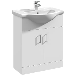 Nuie Mayford White Gloss Vanity Unit & Round Basin - 836 x 650mm Price Comparisons | Compare The Build