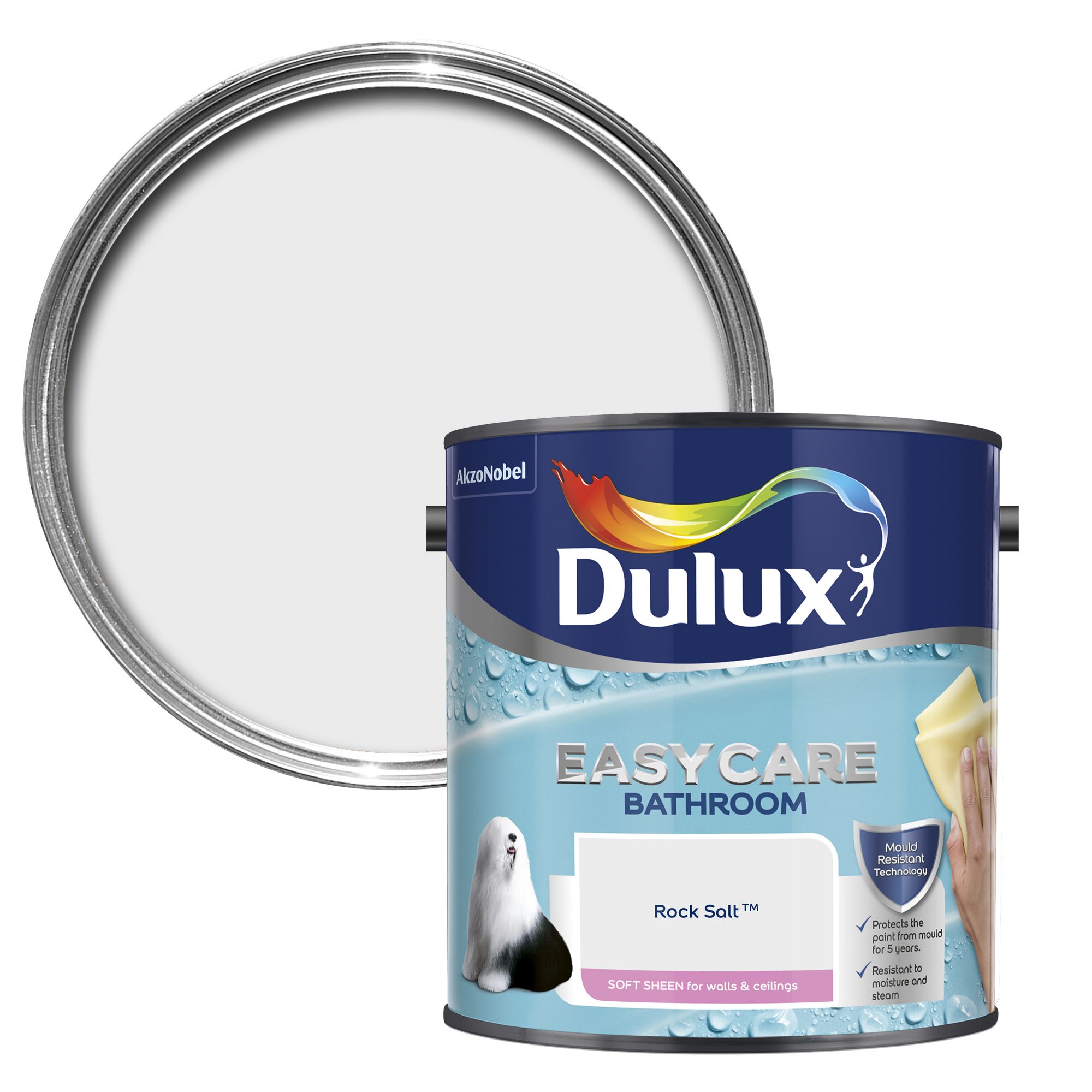 Dulux Easycare Bathroom Rock salt Soft sheen Emulsion paint, 2.5L Price Comparisons | Compare The Build