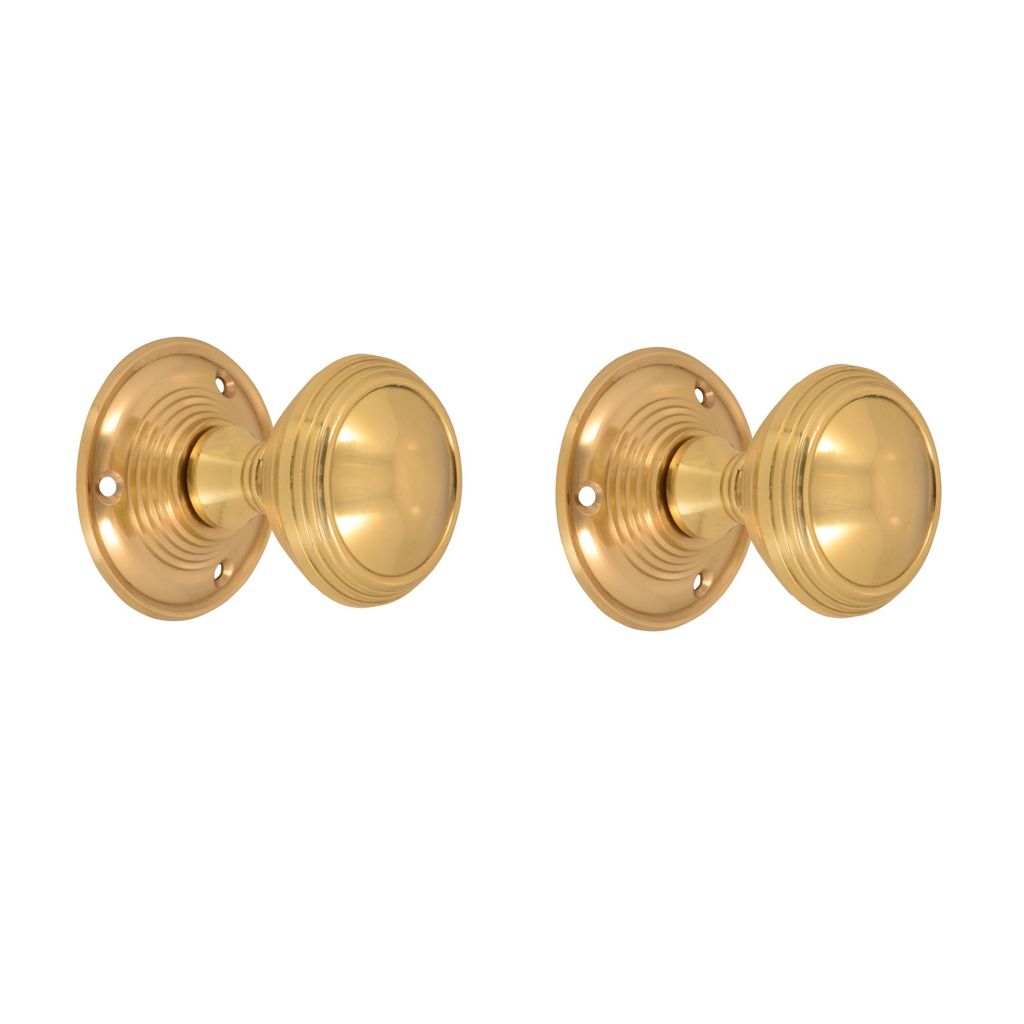 Polished Brass Effect Brass Round Door Knob (Dia)55.66mm, Pair | Compare The Build