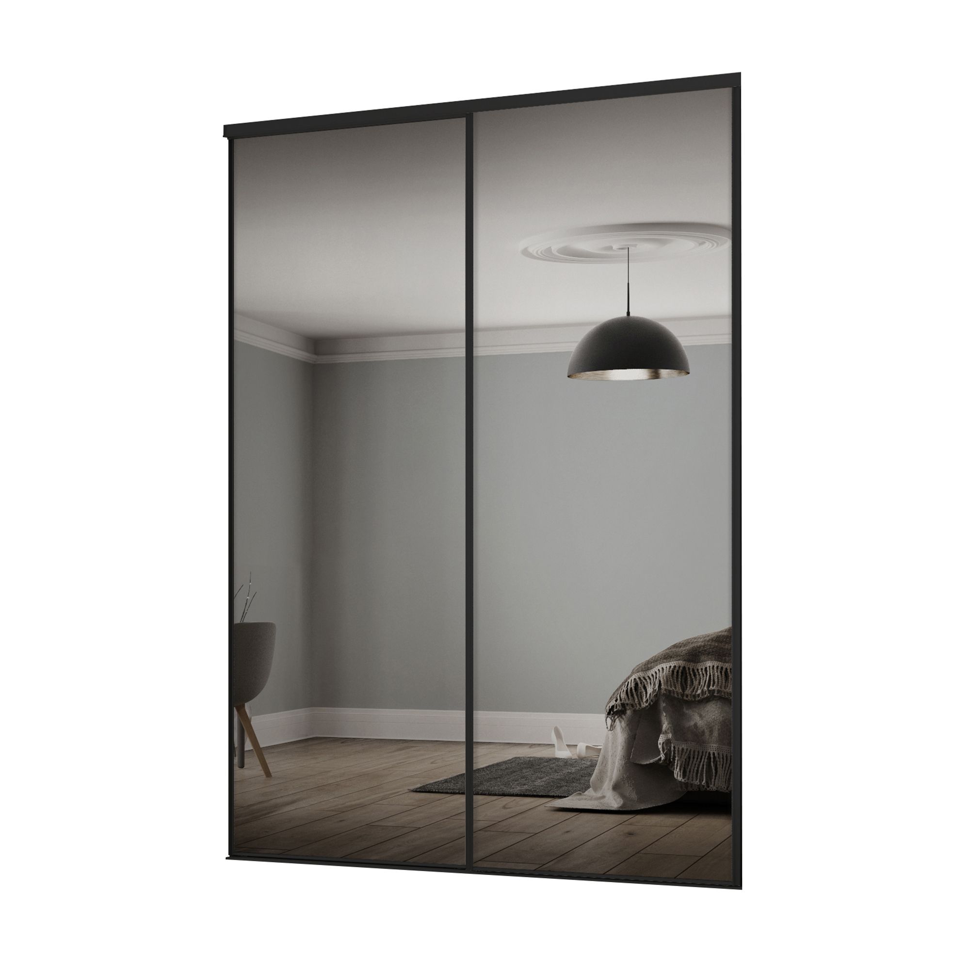 Spacepro Classic Mirrored Black 2 Door Sliding Wardrobe Door Kit (H)2260mm (W)1793mm Price Comparisons | Compare The Build