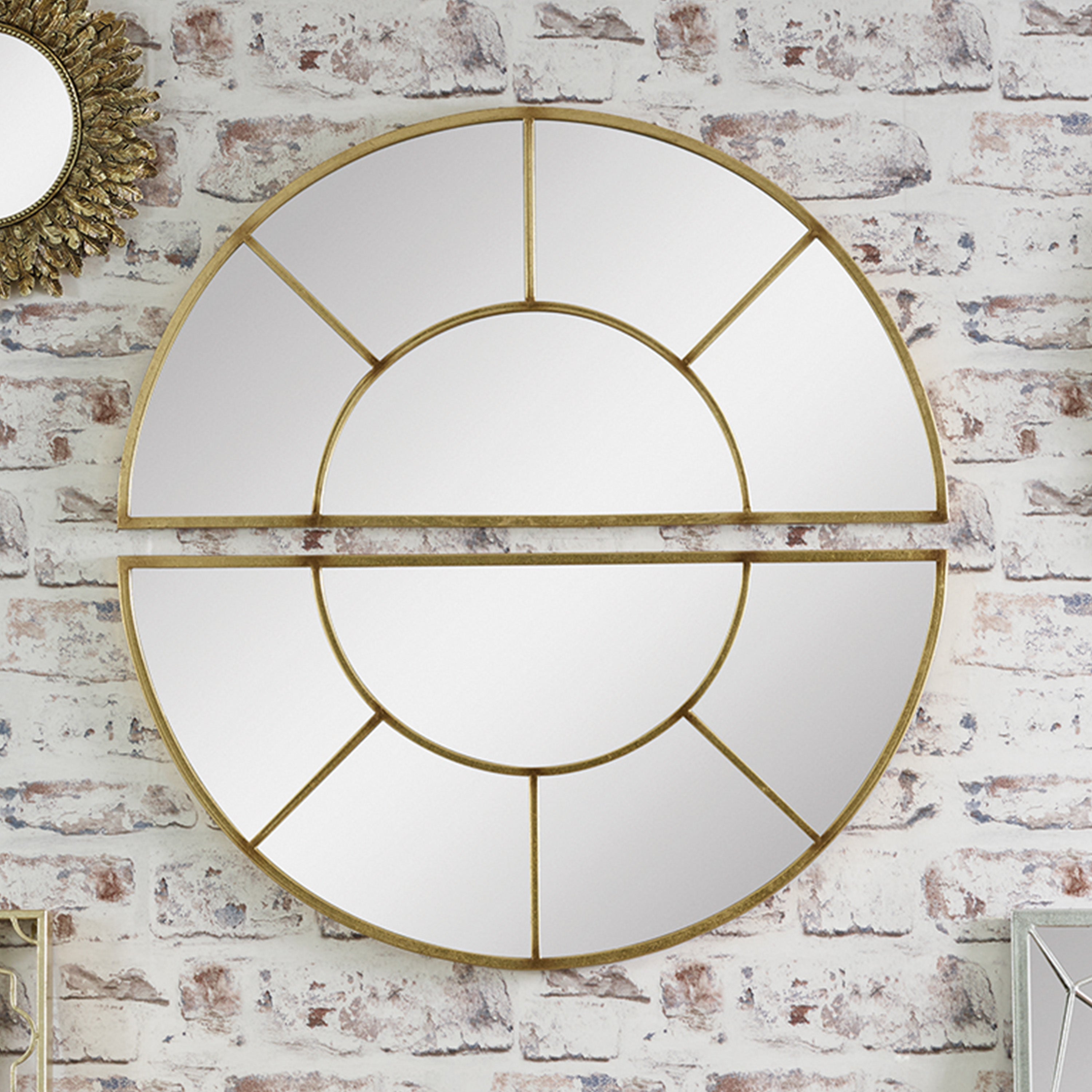 2 Section Wall Mirror, Antique Gold Effect 92cm Gold Effect Price Comparisons | Compare The Build