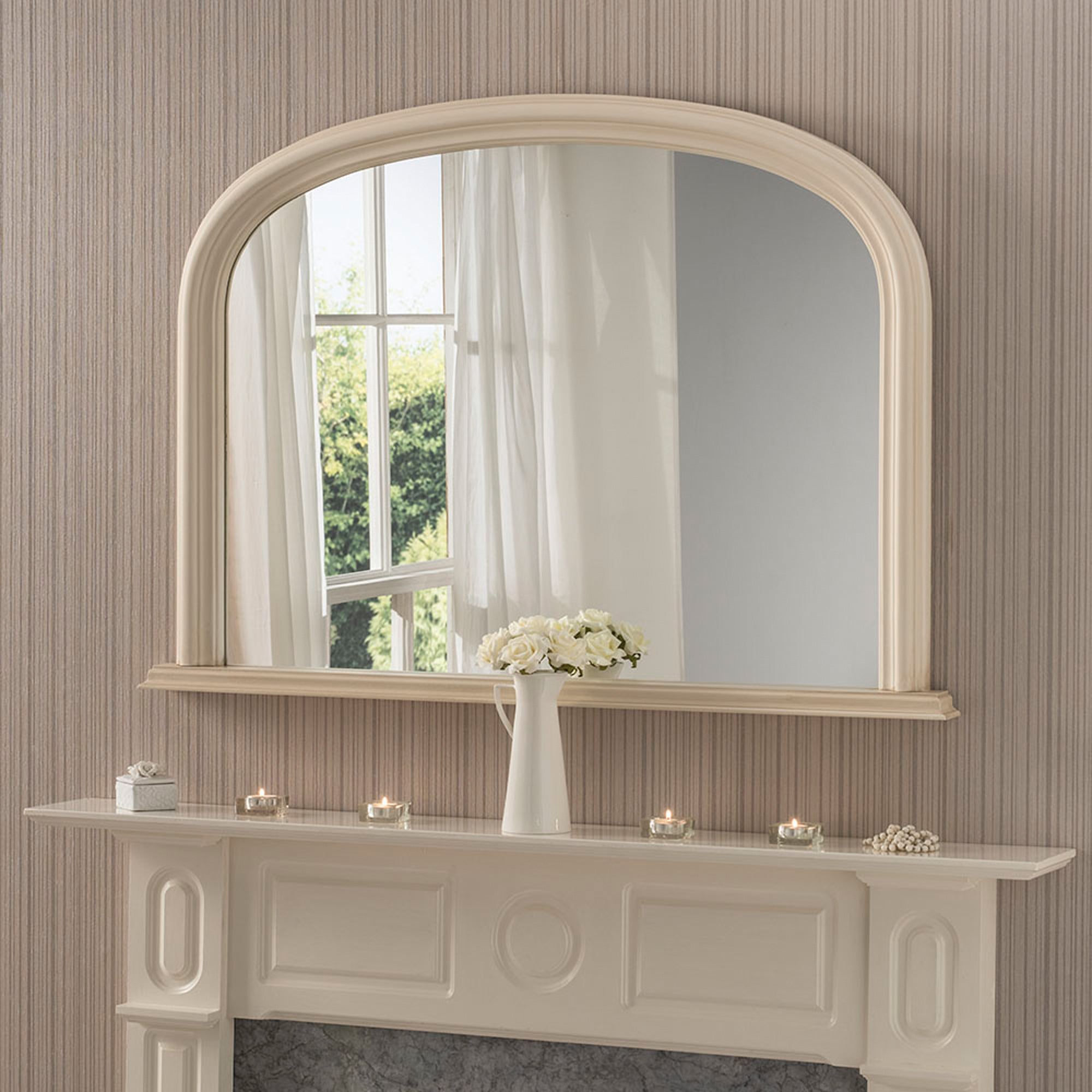 Yearn Contemporary Overmantle Mirror 112x77cm Ivory Cream/White Price Comparisons | Compare The Build