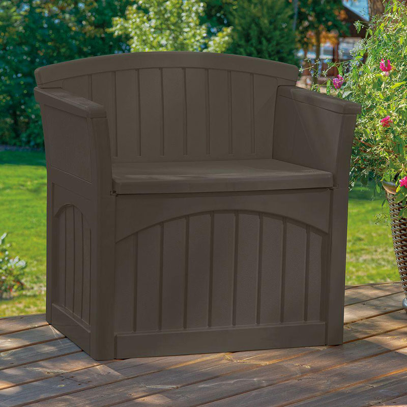 2'7 x 1'9 Suncast 117 Litre Plastic Garden Storage Seat - Java Brown (0.78m x 0.53m) Price Comparisons | Compare The Build