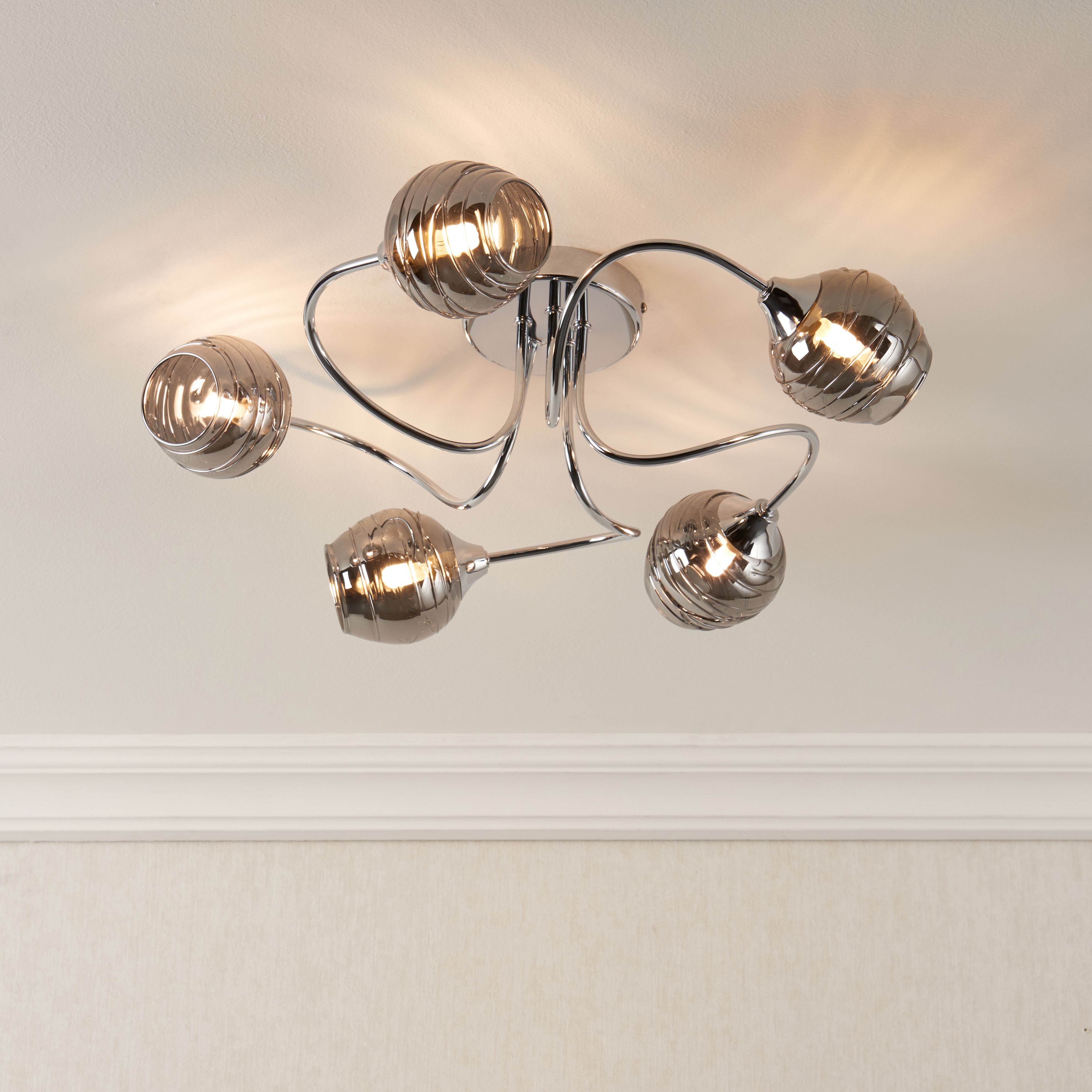 Angelina Chrome Effect 5 Lamp Ceiling Light Price Comparisons | Compare The Build