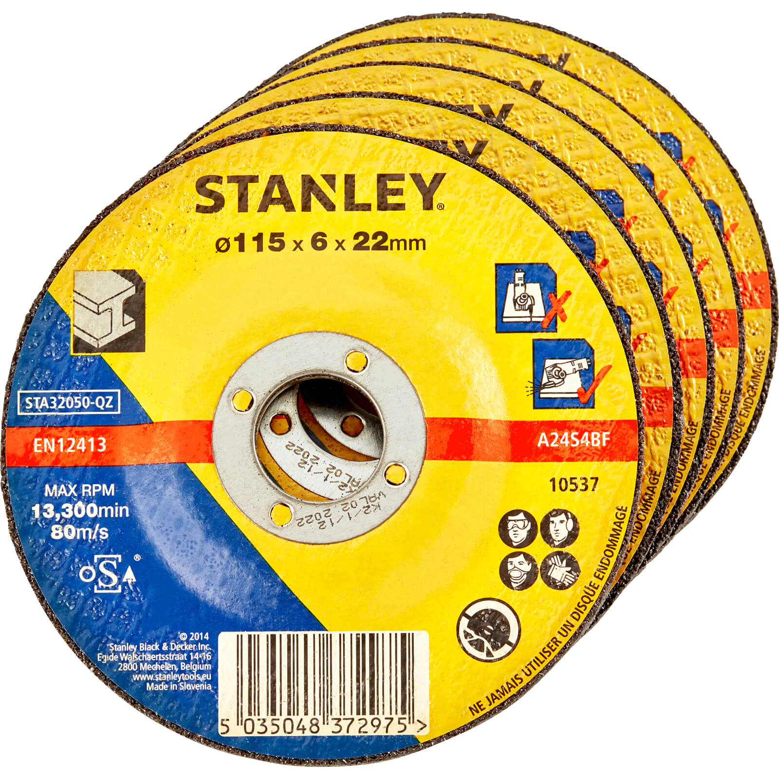 Stanley Depressed Centre Metal Grinding Disc 115mm Pack of 5 Price Comparisons | Compare The Build