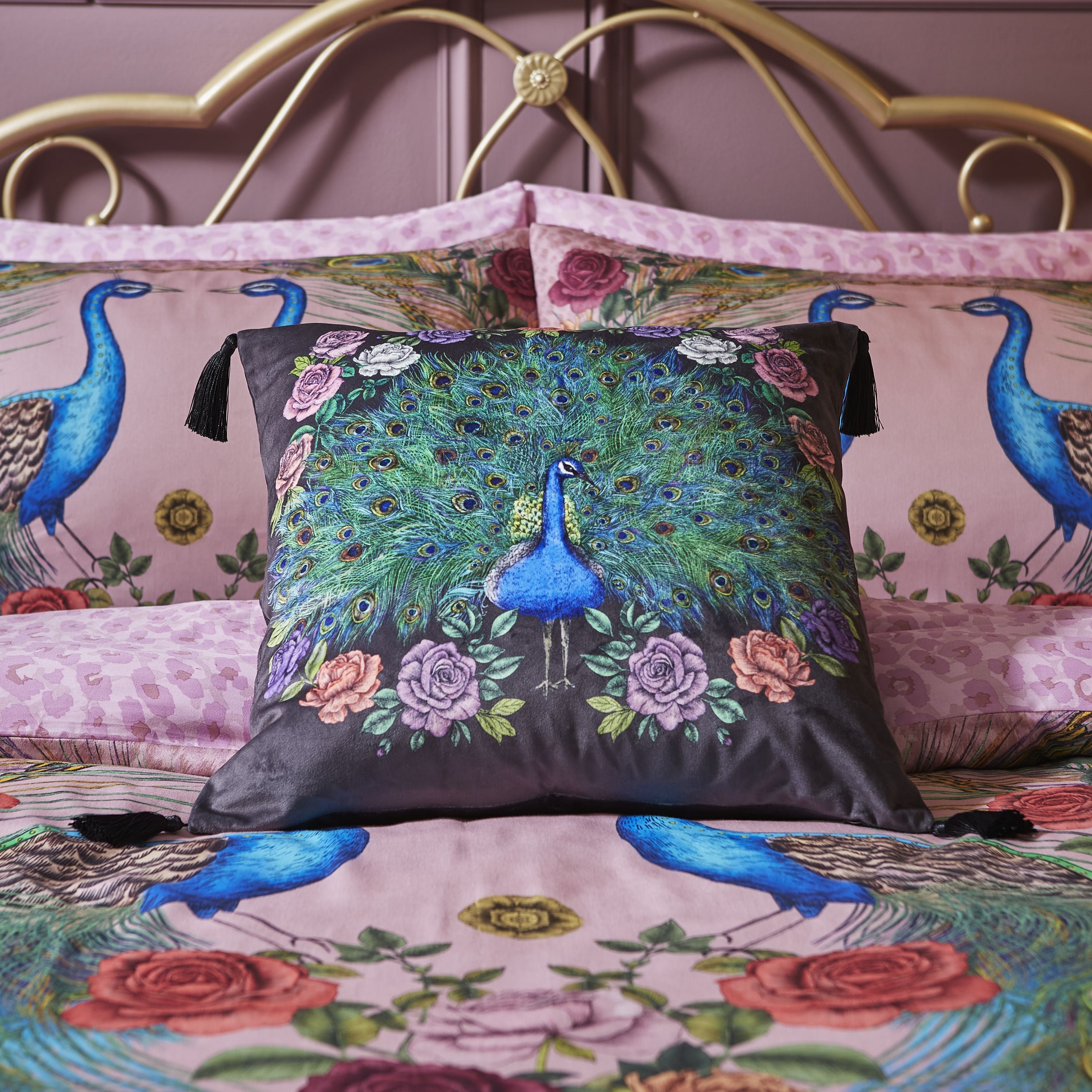 Matthew Williamson Peacock Bloom Square Feather Filled Cushion Black Price Comparisons | Compare The Build