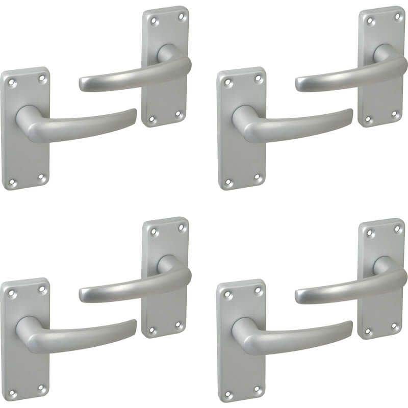 Satin Aluminium Virgil Straight Lever Latch Internal Door Handle - Pack of 8 - Designer Levers Price Comparisons | Compare The Build