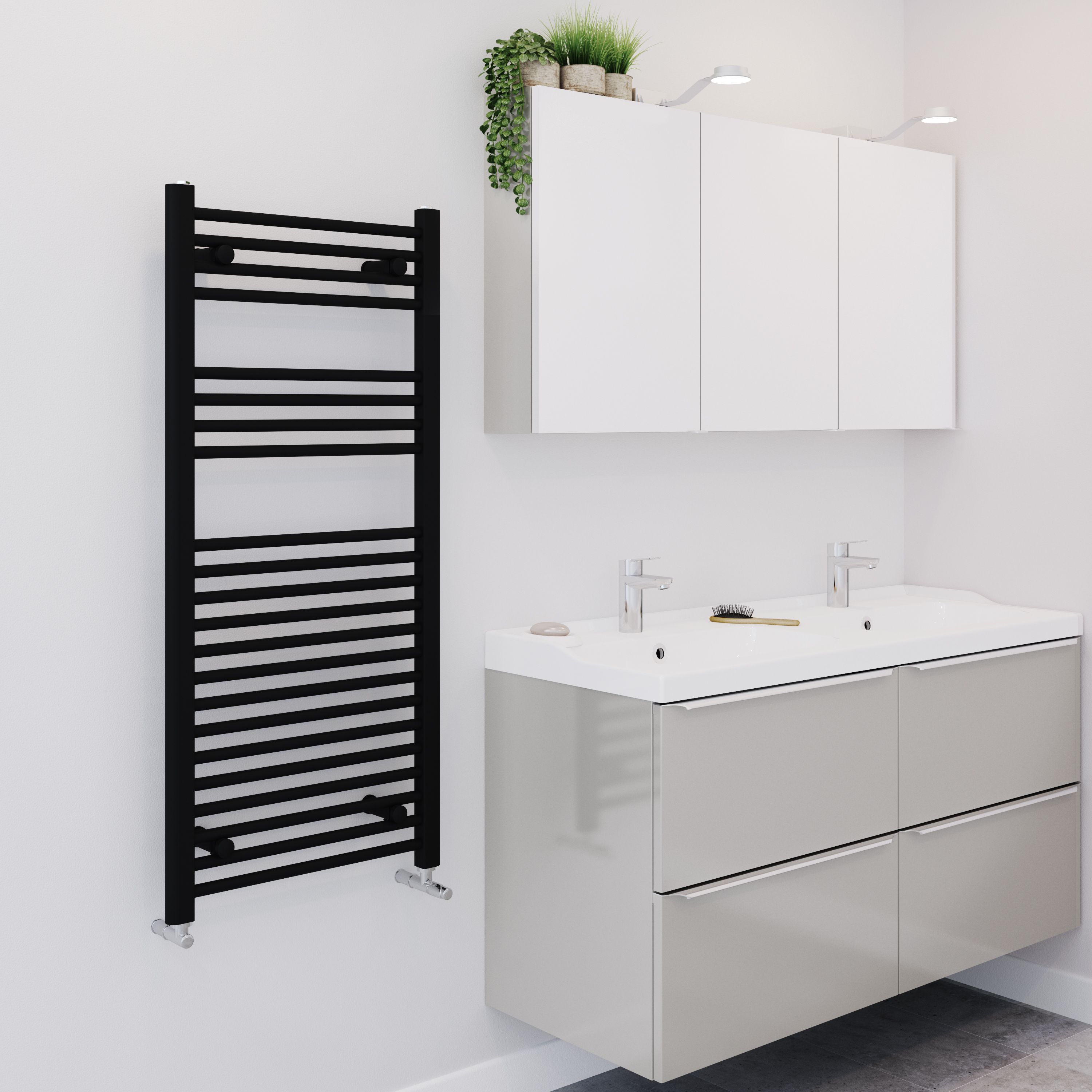 Blyss Matt Black Flat Towel Warmer (W)500mm X (H)1100mm Price Comparisons | Compare The Build