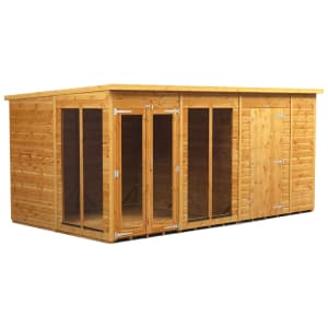 Power Sheds 14 x 8ft Pent Shiplap Dip Treated Summerhouse - Including 6ft Side Store Price Comparisons | Compare The Build