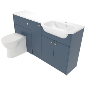 Deccado Benham Juniper Blue Right Hand 1500mm Fitted Vanity & Toilet Pan Unit Combination with Right Hand Basin Price Comparisons | Compare The Build