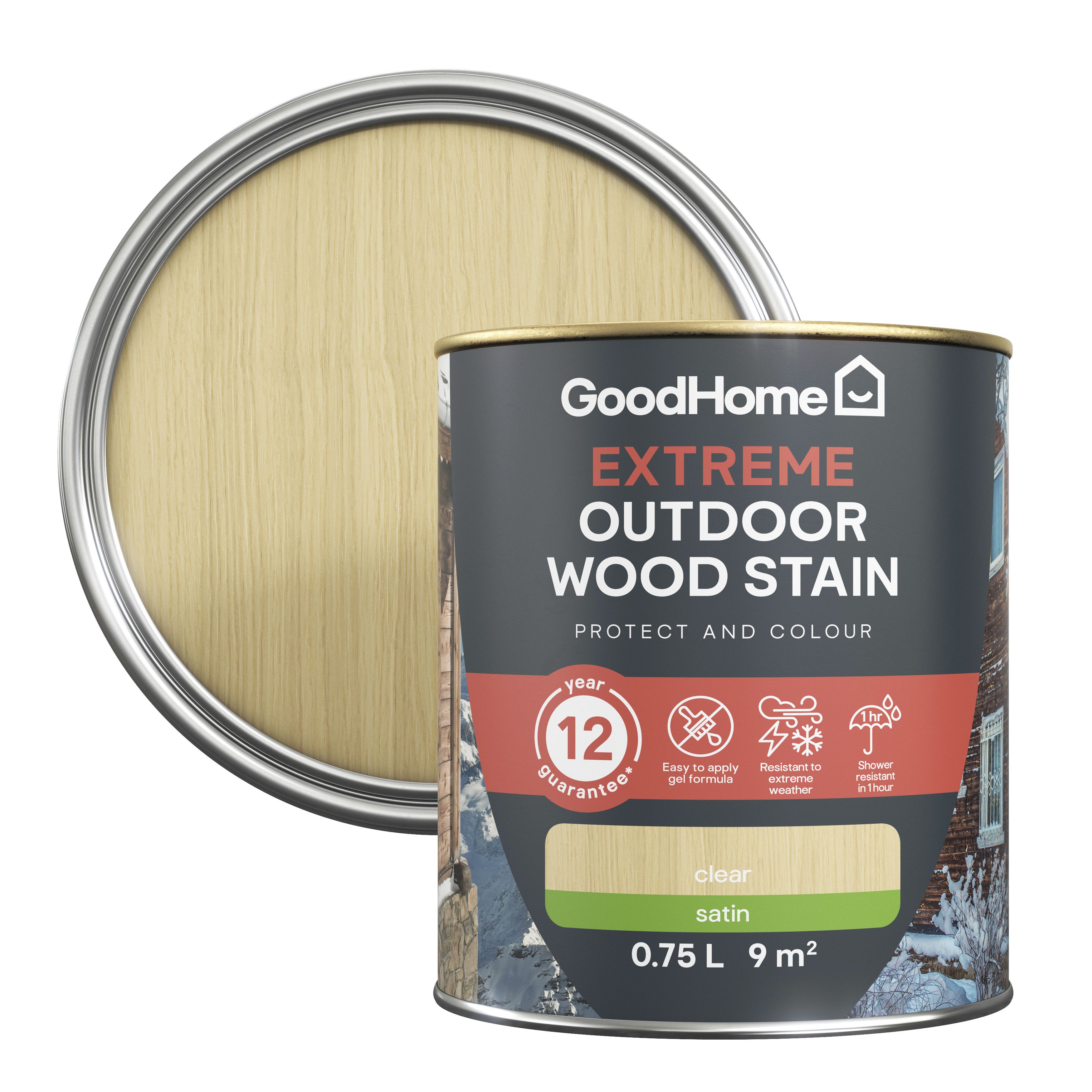 GoodHome Extreme Outdoor Clear Satin Quick Dry Wood Stain, 750Ml | Compare The Build