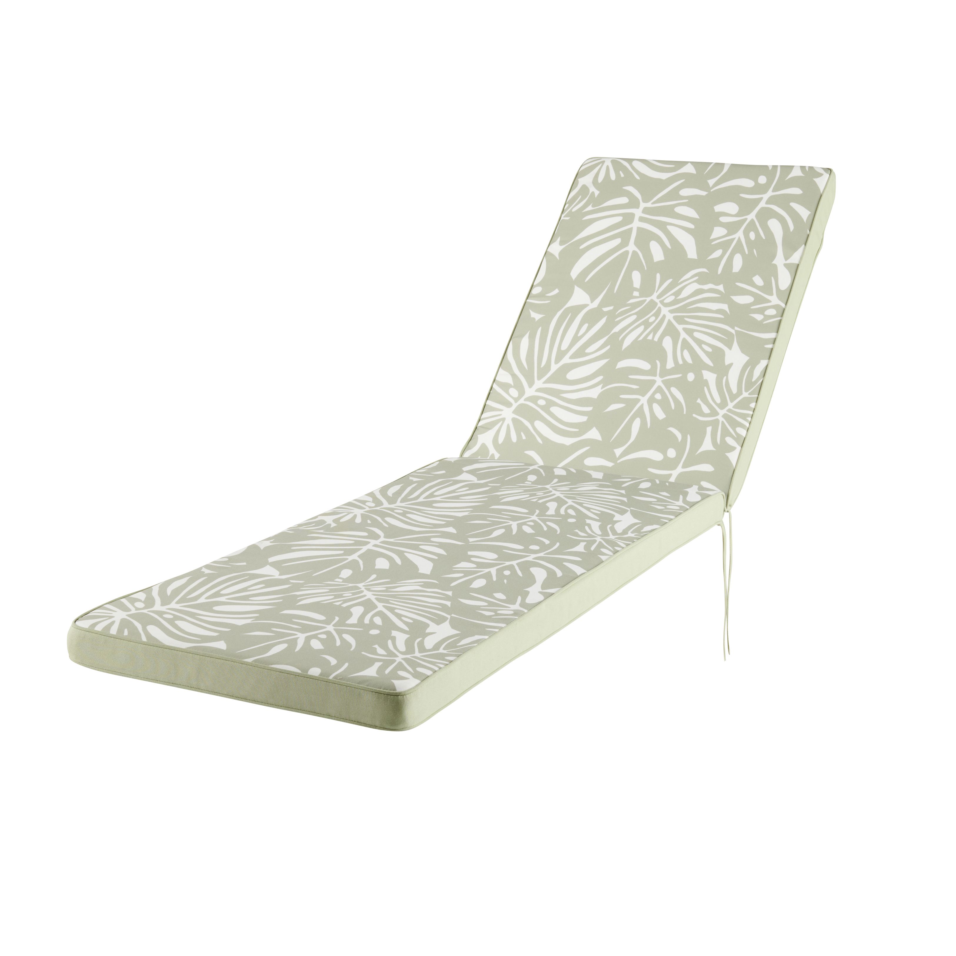 GoodHome Tiga Floral Kaki Green Tea Leaf Sunlounger Cushion (L)190Cm X (W)55Cm Price Comparisons | Compare The Build