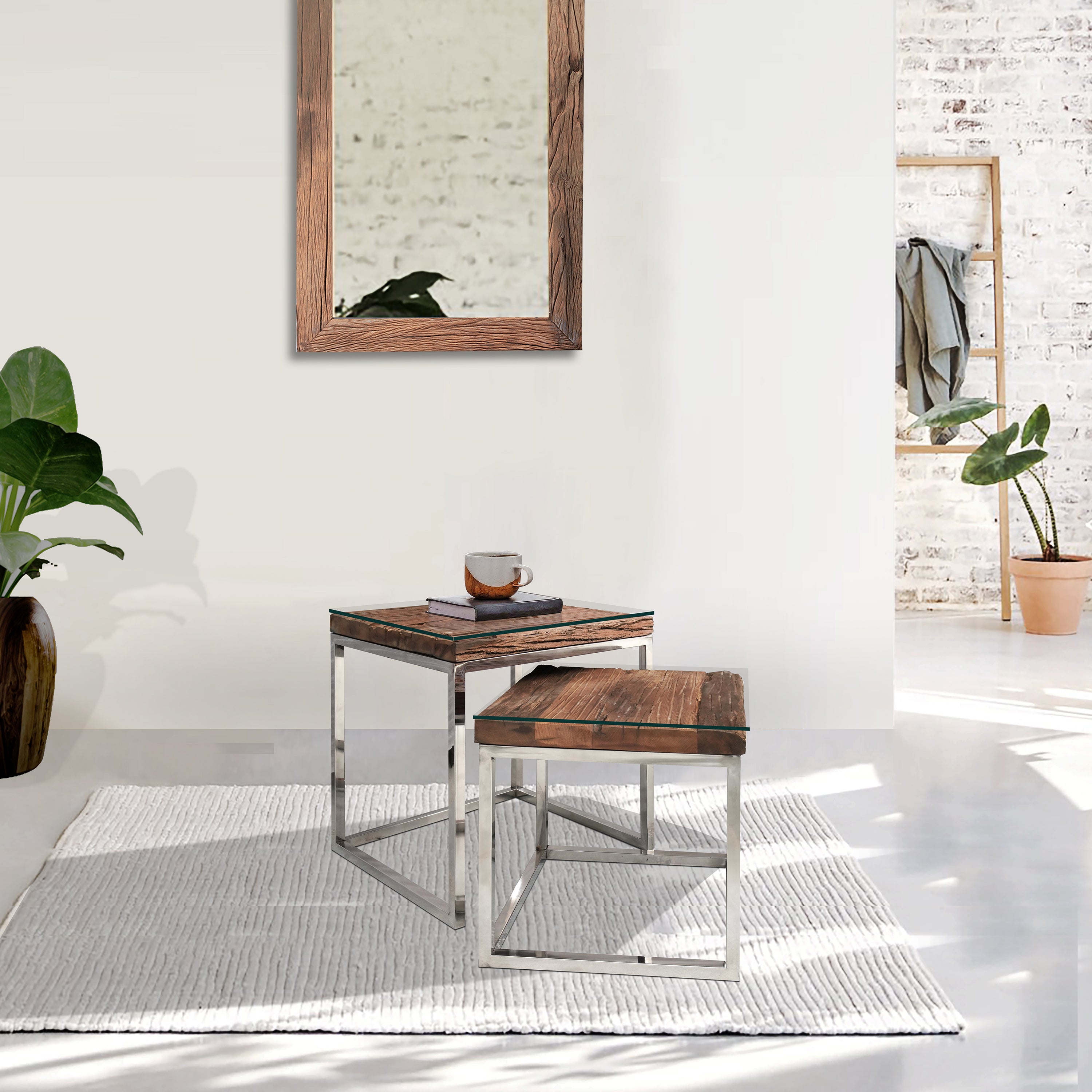 Indus Valley Railway Sleeper Nest Of 2 Tables Brown Price Comparisons | Compare The Build