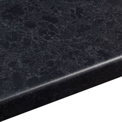 38mm Midnight Satin Black Granite Effect Laminate Round Edge Kitchen Worktop, (L)3600mm Price Comparisons | Compare The Build