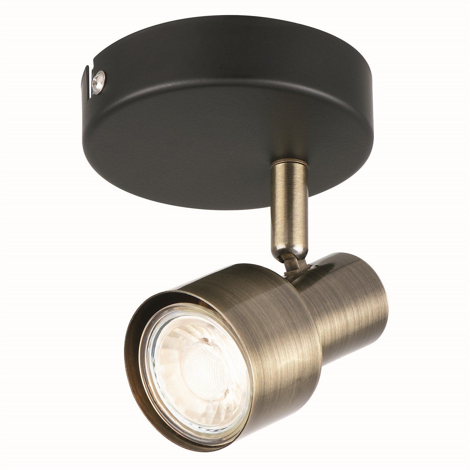 Noah single lamp spotlight, black/antique brass Price Comparisons | Compare The Build