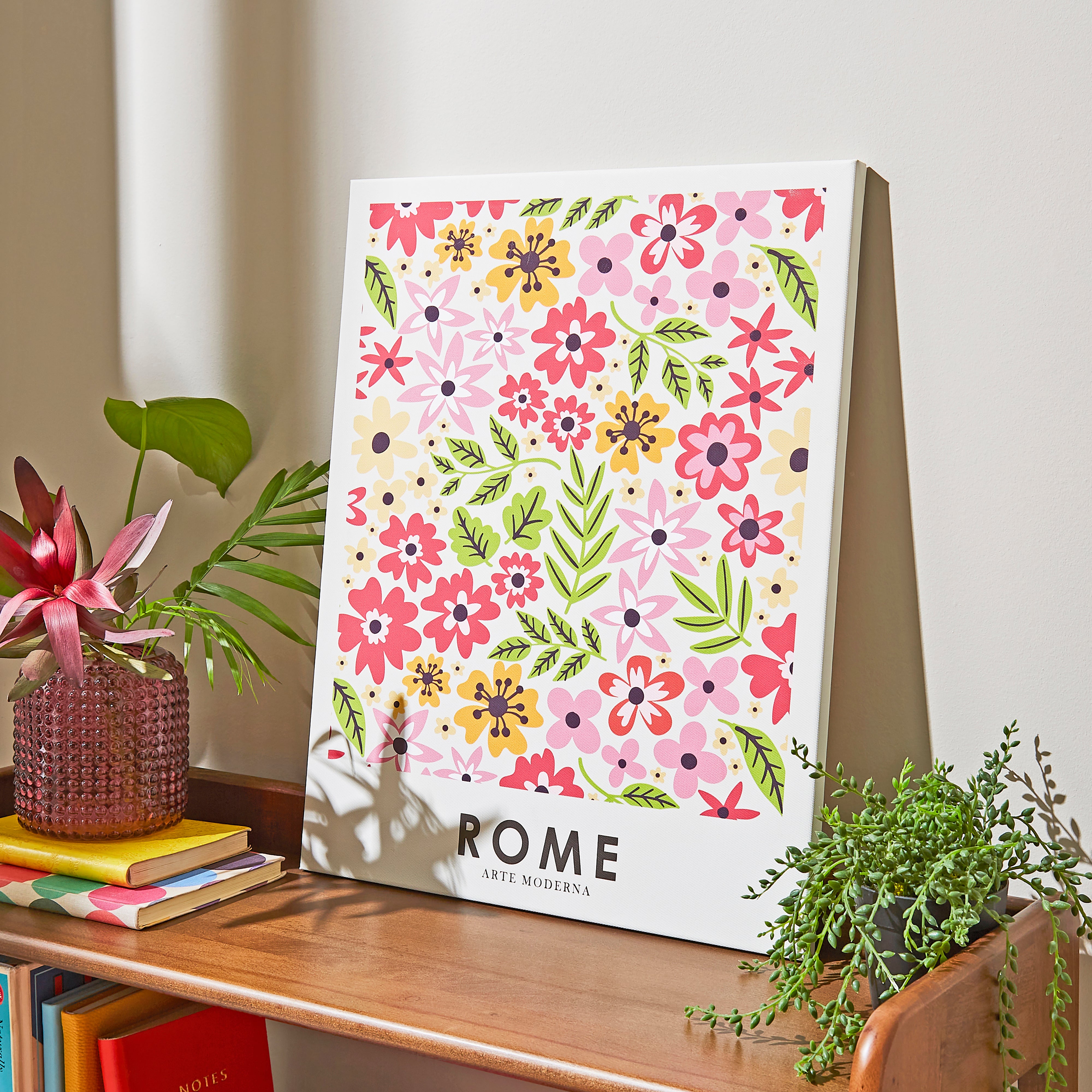 Floral Brights Rome Canvas 40cm x 50cm Pink Price Comparisons | Compare The Build