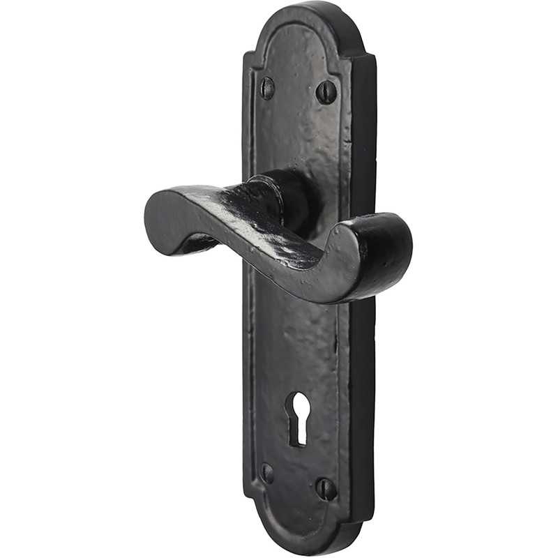 Old Hill Ironworks Laverton Suite Door Handles 172mm x 48mm Lock (Pair) in Black Cast Iron Price Comparisons | Compare The Build