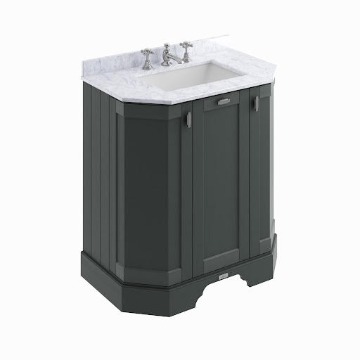 BC Designs Victrion Freestanding Traditional Angled Vanity Unit & White Basin 750mm 3TH - Dark Grey Price Comparisons | Compare The Build