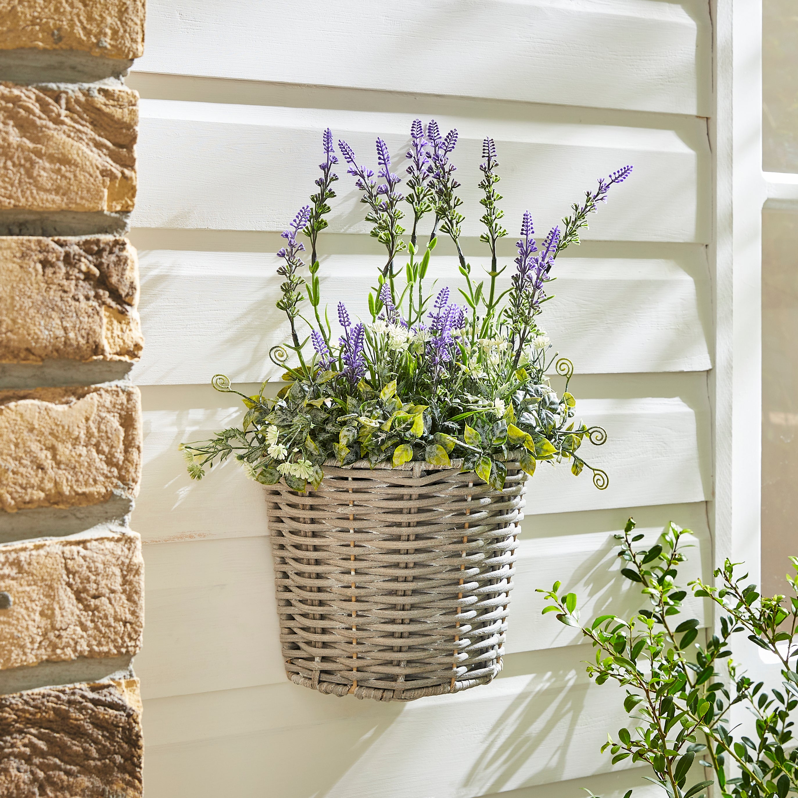 Artificial Lavender in Wall Mounted Planter Purple | Compare The Build