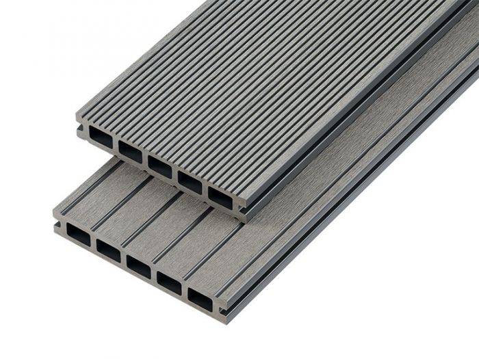 Hollow Domestic Grade Composite Decking Board 2400mm x 150mm x 25mm - Stone Grey | Compare The Build