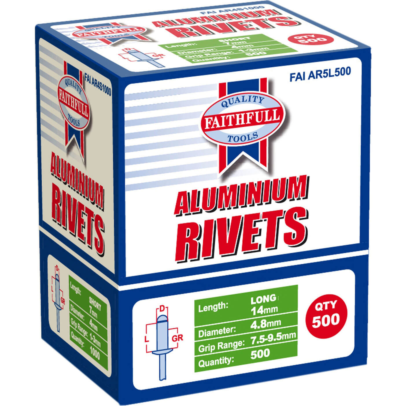 Faithfull Aluminium Pop Rivets 4.8mm 14mm Pack of 500 Price Comparisons | Compare The Build