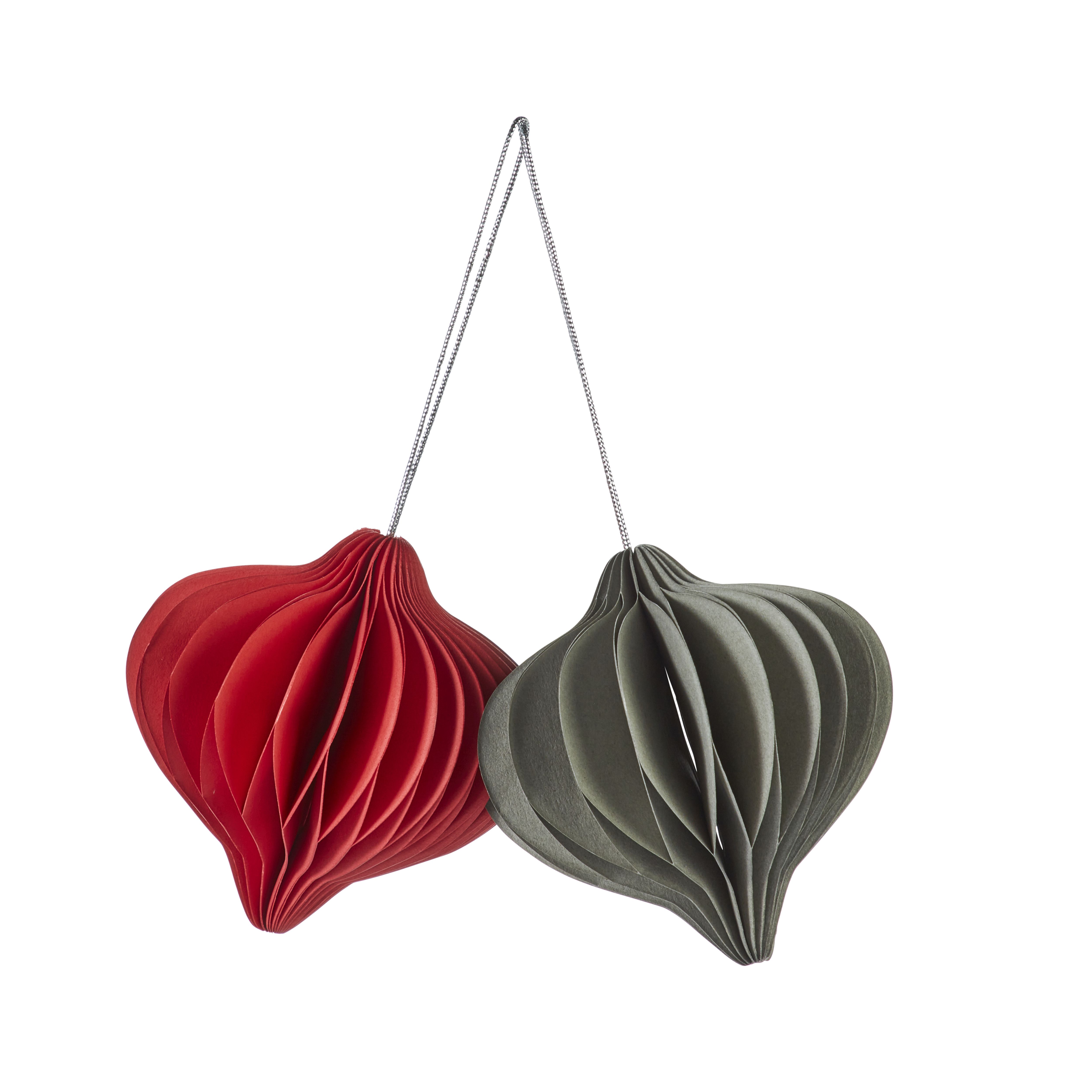Grey & Red Paper Onion Decoration, Pack Of 2 Price Comparisons | Compare The Build