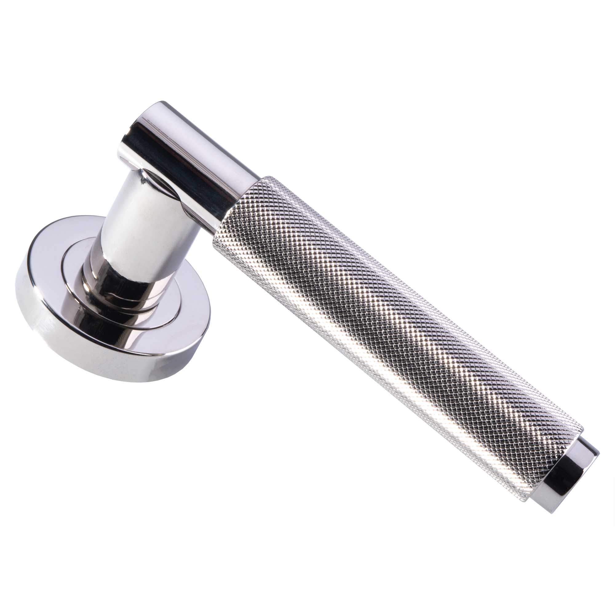 Varese Knurled Lever On Rose Door Handle Polished Nickel | Compare The Build