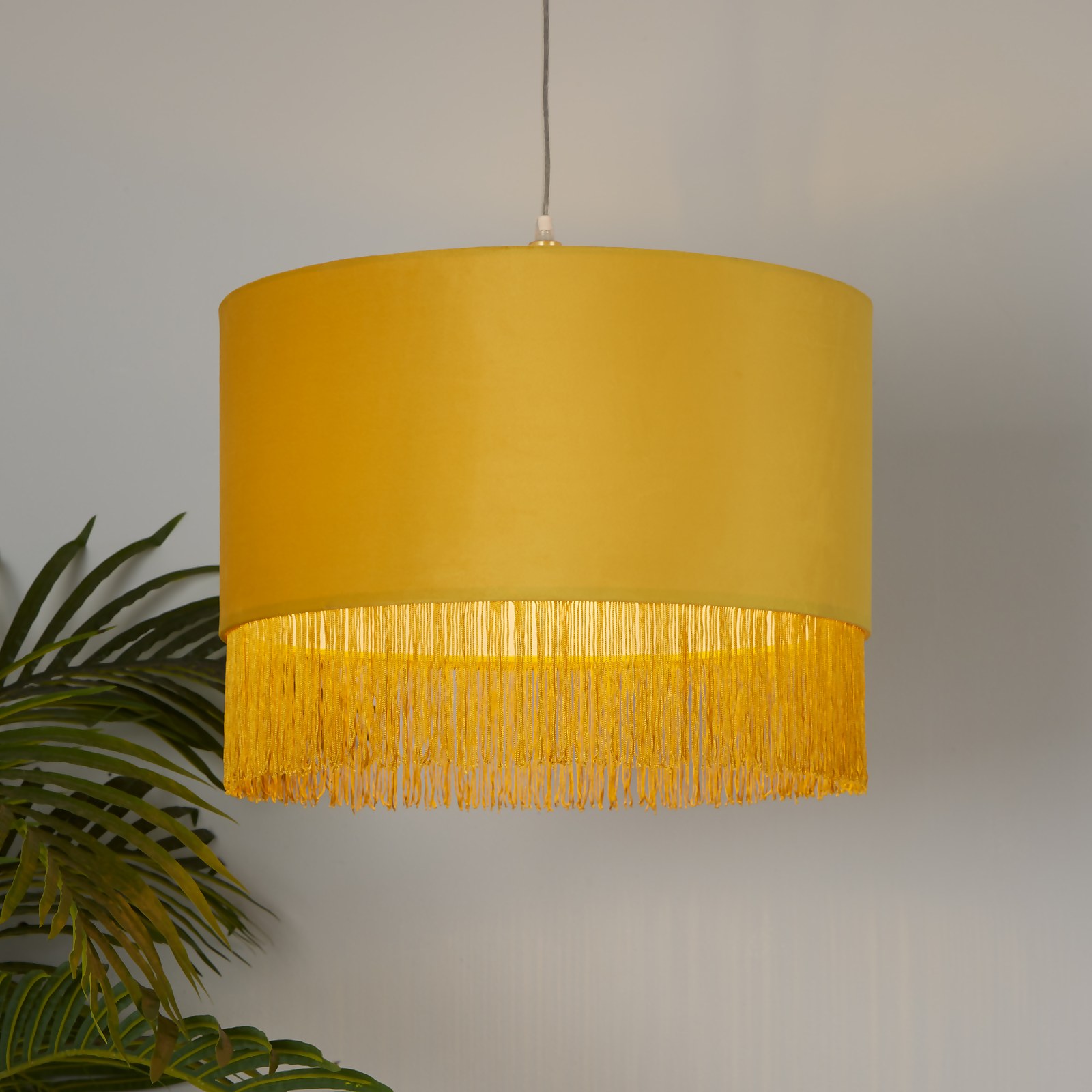 Velvet Fringe Easy Fit Lamp Shade - Mustard Price Comparisons | Compare The Build