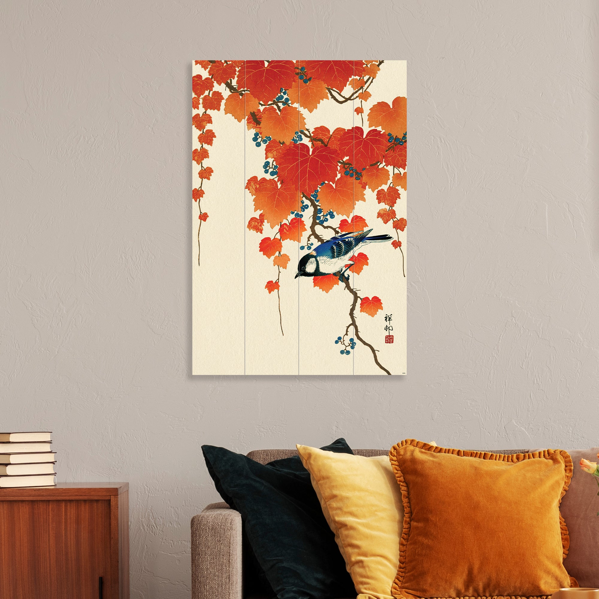 The Art Group Bird and Red Ivy Wooden Wall Art Orange Price Comparisons | Compare The Build