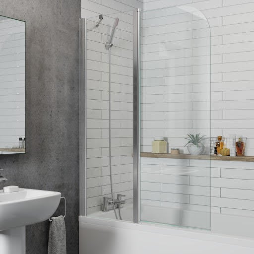 Luxura Curved Edge Two Section Bath Screen 1000mm - 6mm Chrome | Compare The Build