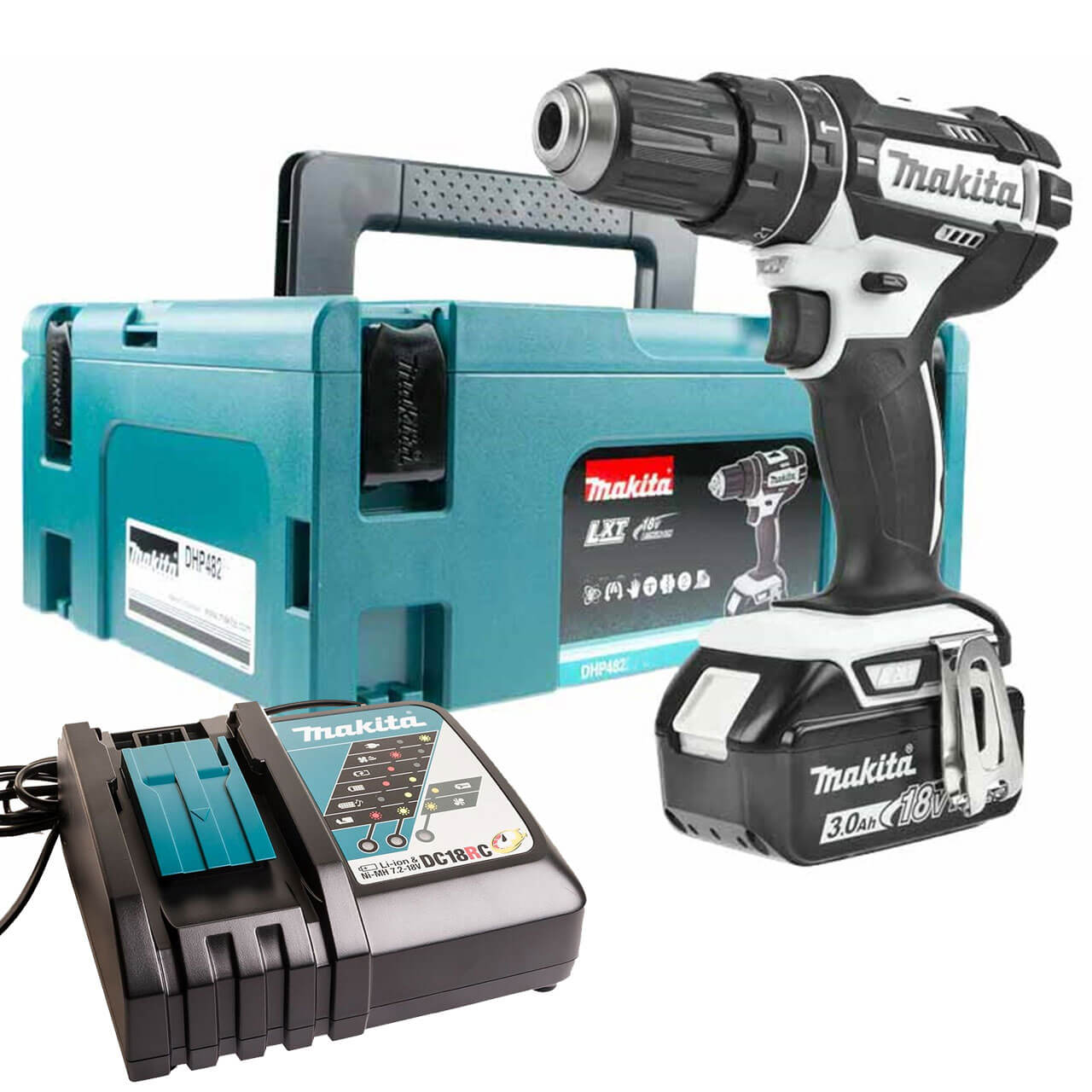 Makita DHP482 18v White Cordless LXT Combi Drill 1 x 3ah Li-ion Charger Case Price Comparisons | Compare The Build