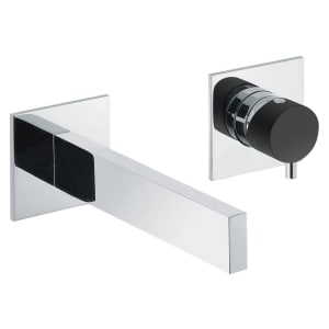 Abode Cyclo Wall Mounted 2 Hole Bath Filler Tap -  Black & Chrome | Compare The Build