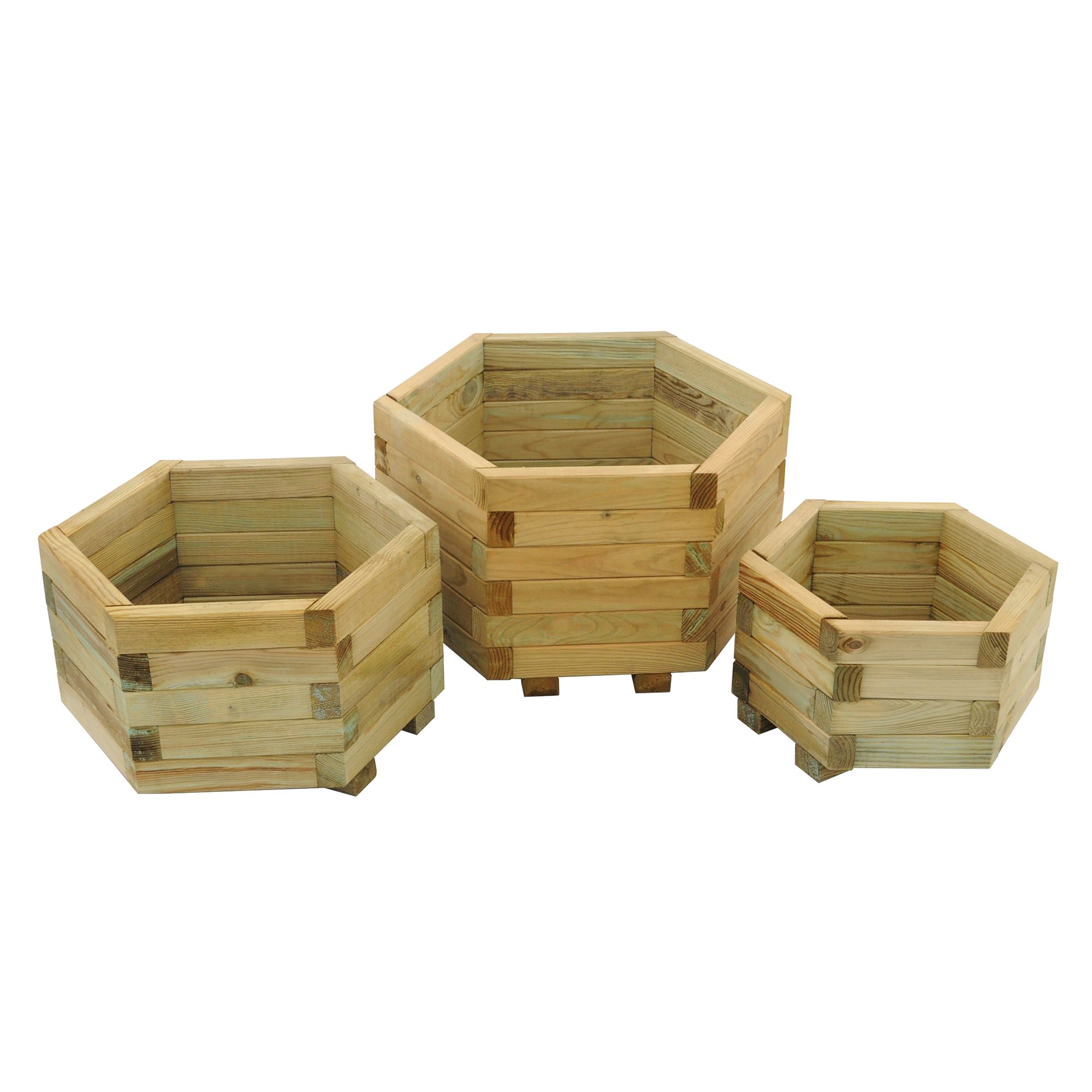 Forest Garden York Wooden Hexagonal Planter 50Cm, Pack Of 3 Price Comparisons | Compare The Build