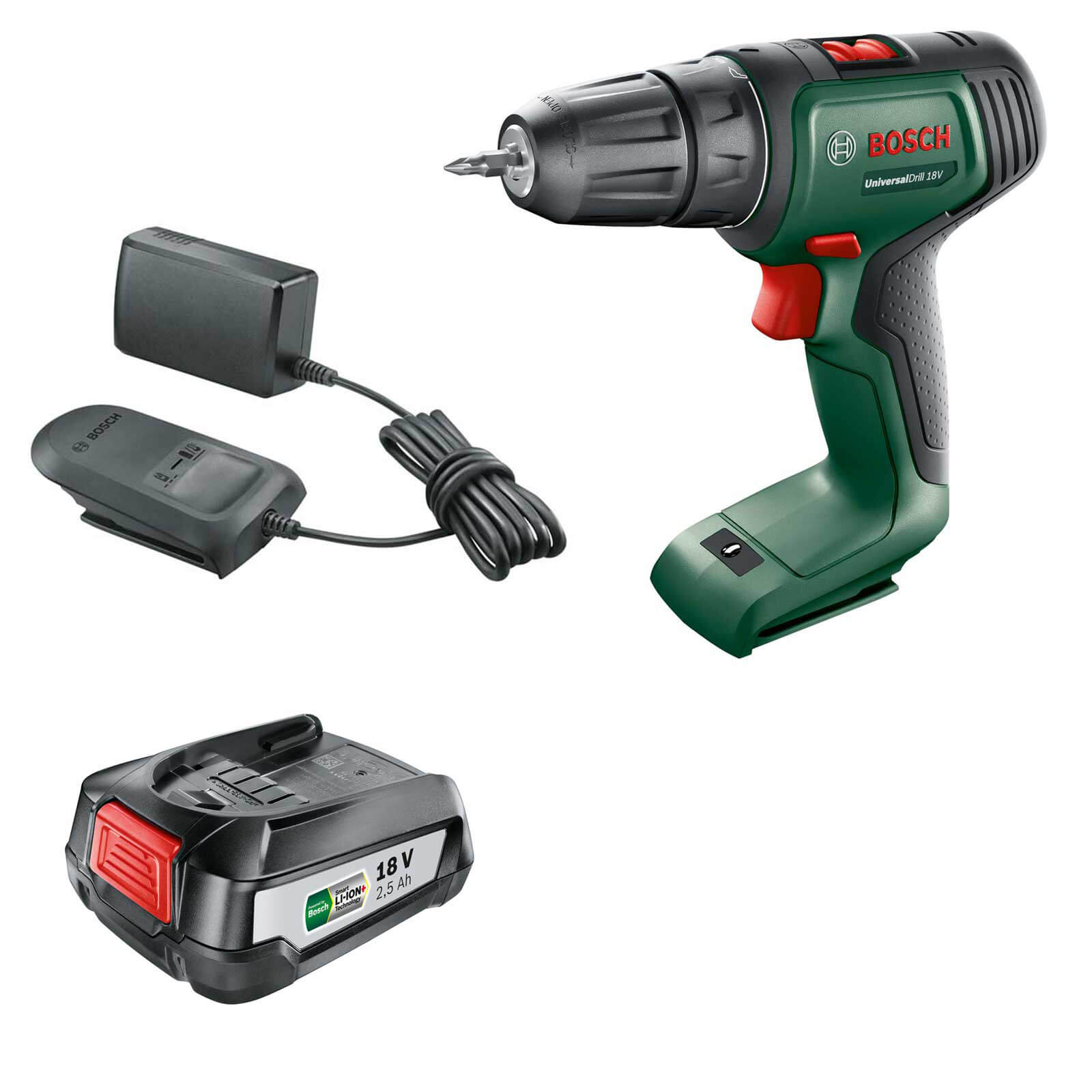 Bosch UNIVERSALDRILL 18v Cordless Drill Driver 1 x 2.5ah Li-ion Charger No Case | Compare The Build