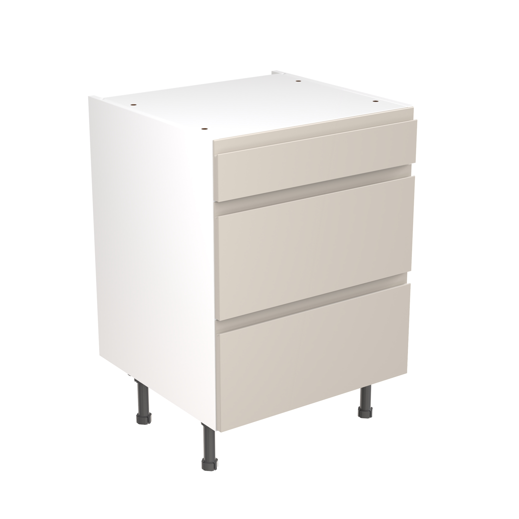Flatpack Three Drawer Base Unit J-pull Ultra Matt Light Grey 600mm - FKKJ0706 Price Comparisons | Compare The Build