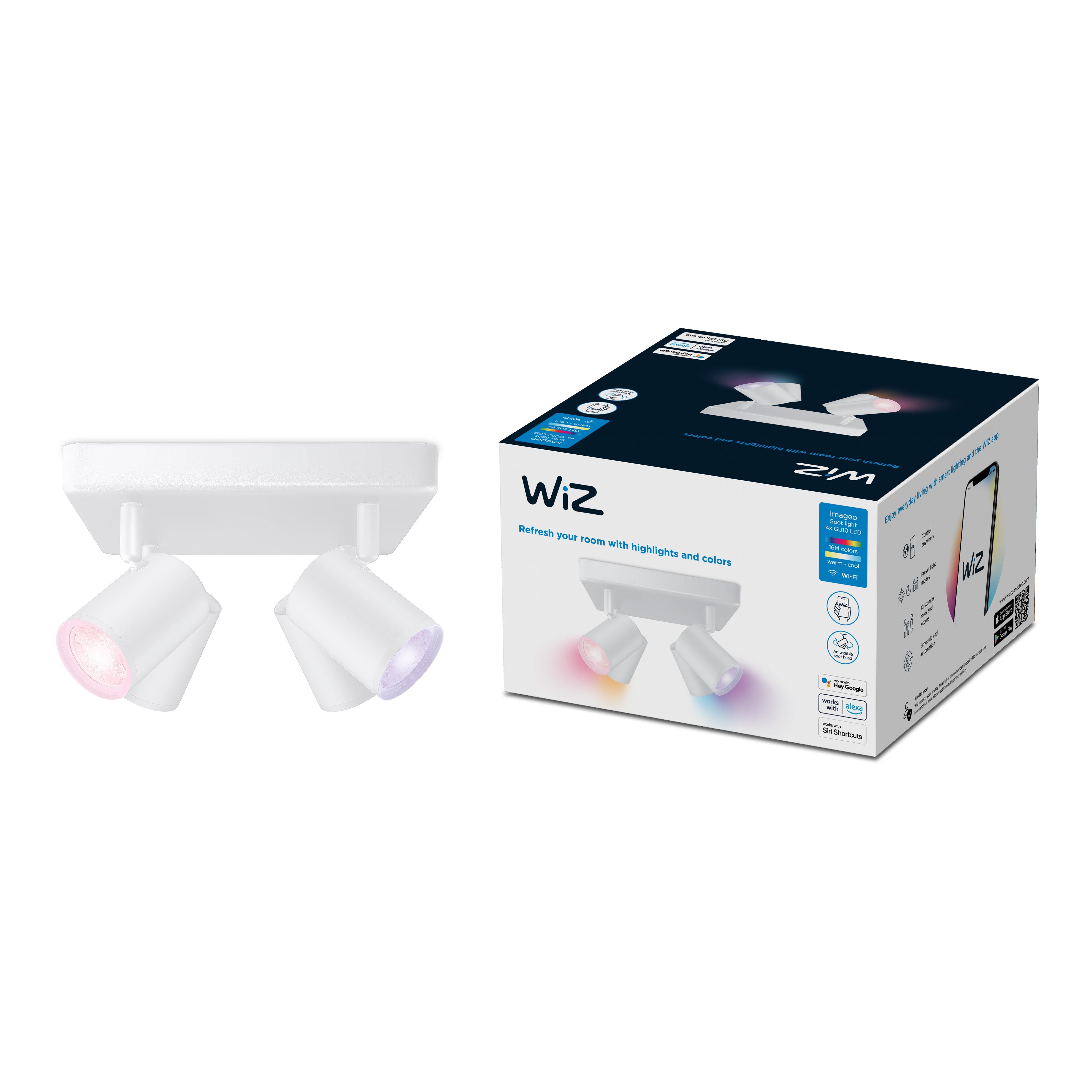 WiZ Imageo Smart 4 Light LED Adjustable Spotlight White Price Comparisons | Compare The Build