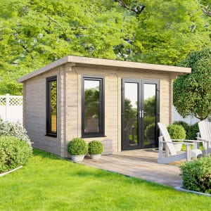 Power Sheds 12 x 8ft Right Hand Door Pent Notched Logs Log Cabin Price Comparisons | Compare The Build