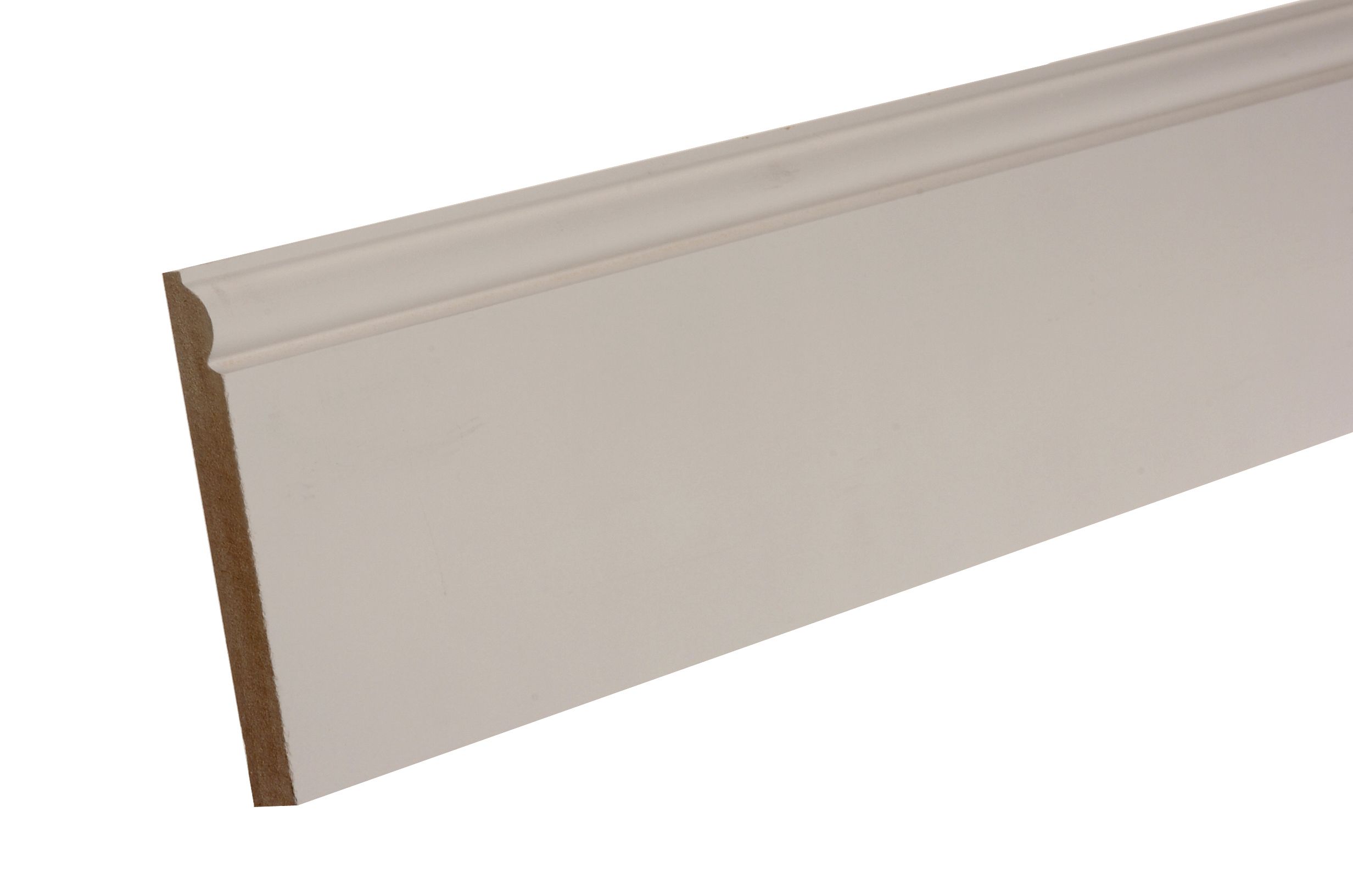 Primed White MDF Torus Softwood Skirting board (L)2.4m (W)119mm (T)18mm, Pack of 2 | Compare The Build