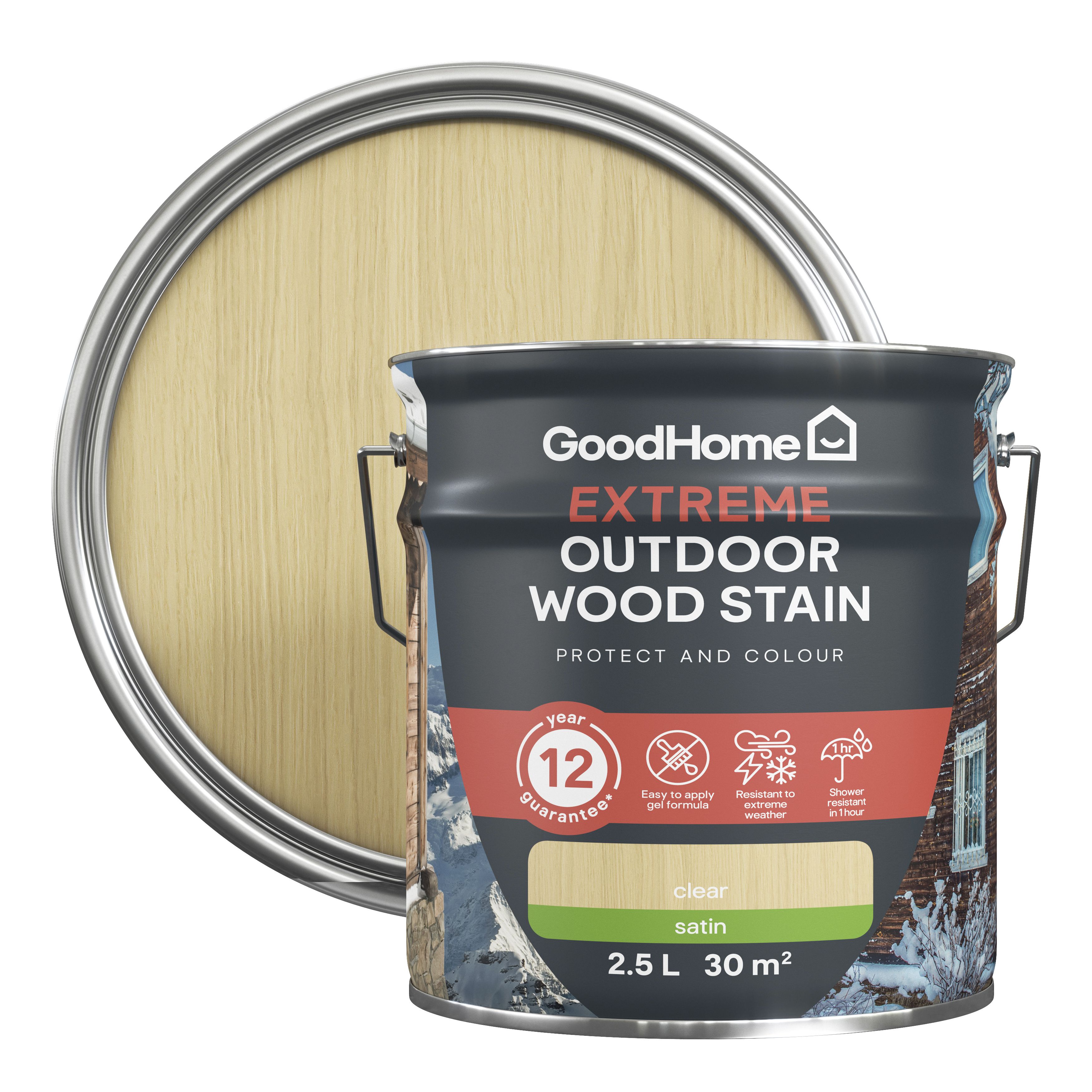 GoodHome Extreme Outdoor Clear Satin Quick Dry Wood Stain, 2.5L | Compare The Build