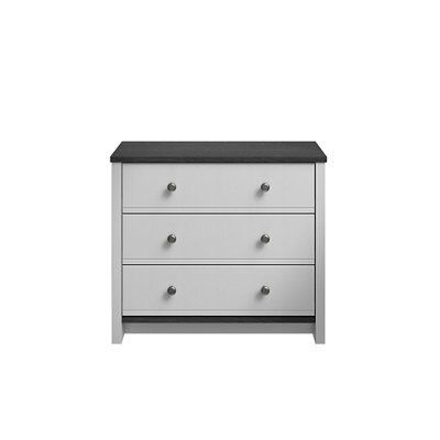 Consort Manor Matt Grey Dark Oak Effect 3 Drawer Chest Of Drawers (H)740mm (W)860mm (D)450mm Price Comparisons | Compare The Build