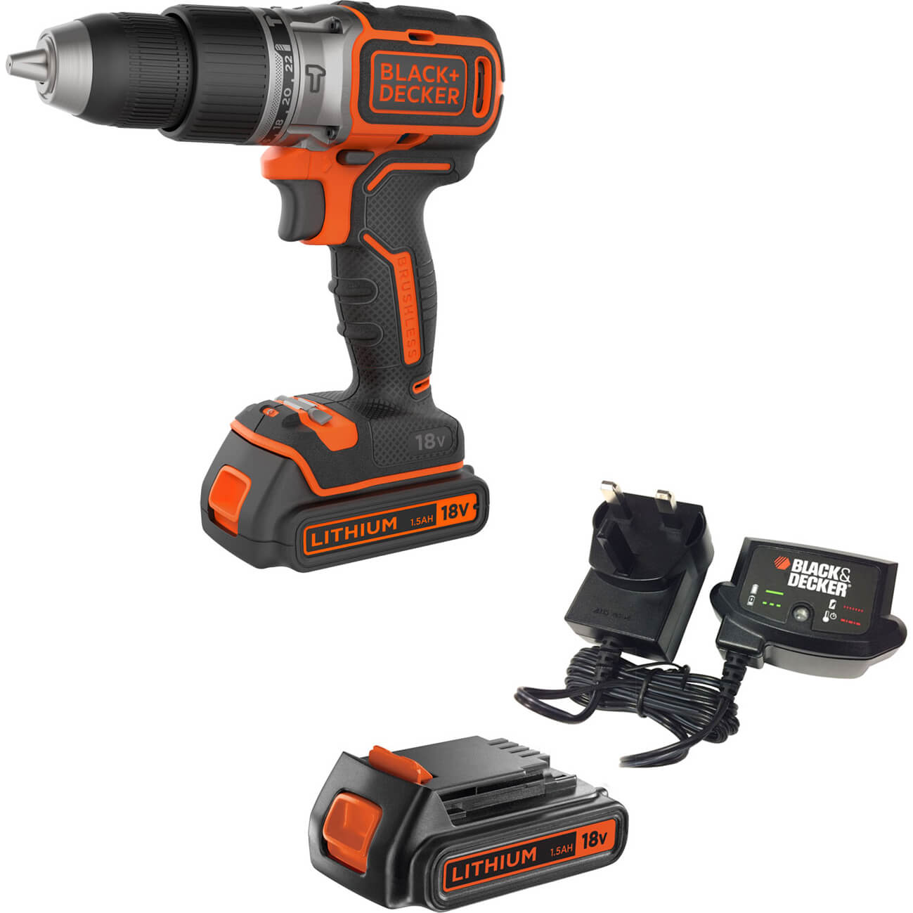 Black and Decker BL188 18v Cordless Brushless Combi Drill 2 x 1.5ah Li-ion Charger No Case | Compare The Build