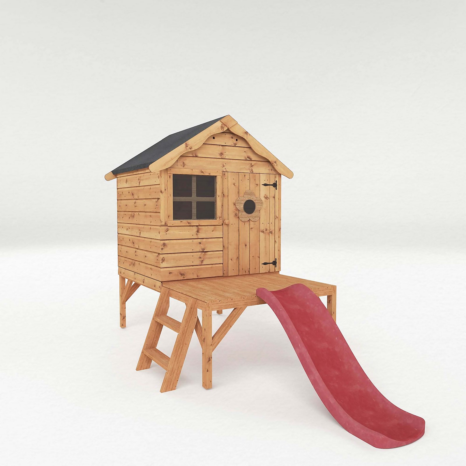 Mercia 7 x 9'4ft Snug Wooden Playhouse Tower and Slide Price Comparisons | Compare The Build