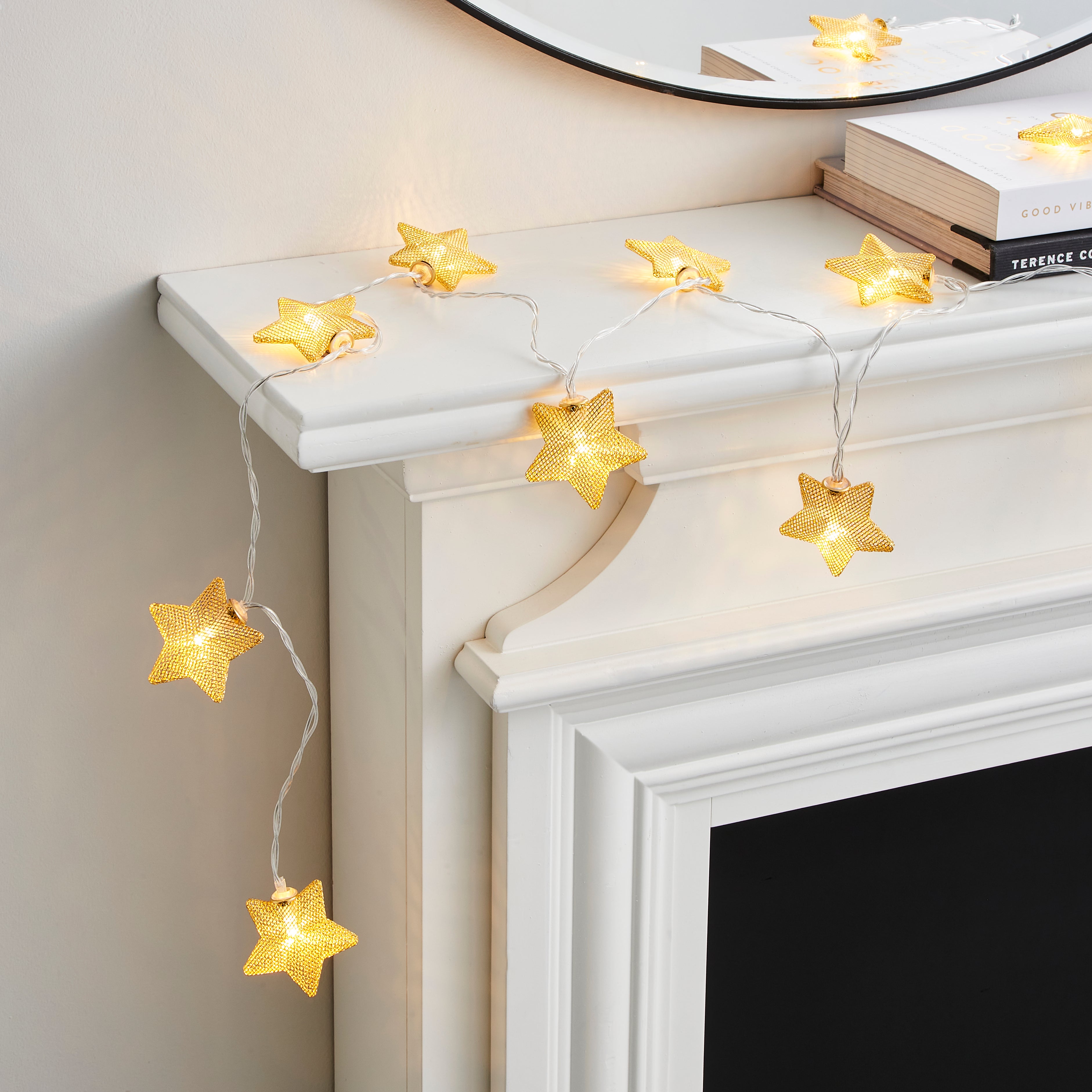 Gold Metal Mesh Star LED String Lights Gold | Compare The Build