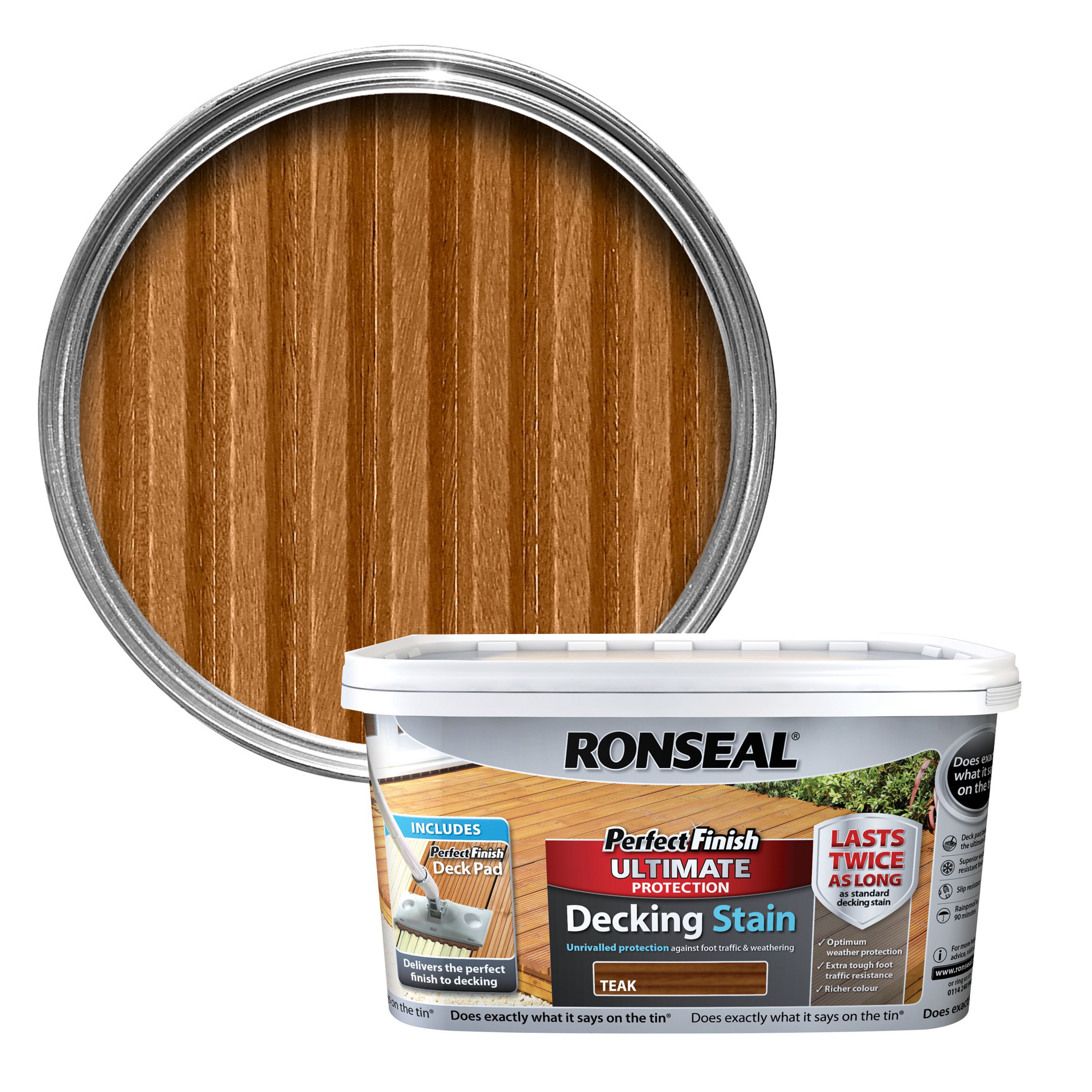 Ronseal Perfect Finish Teak Decking Wood Stain, 2.5 | Compare The Build