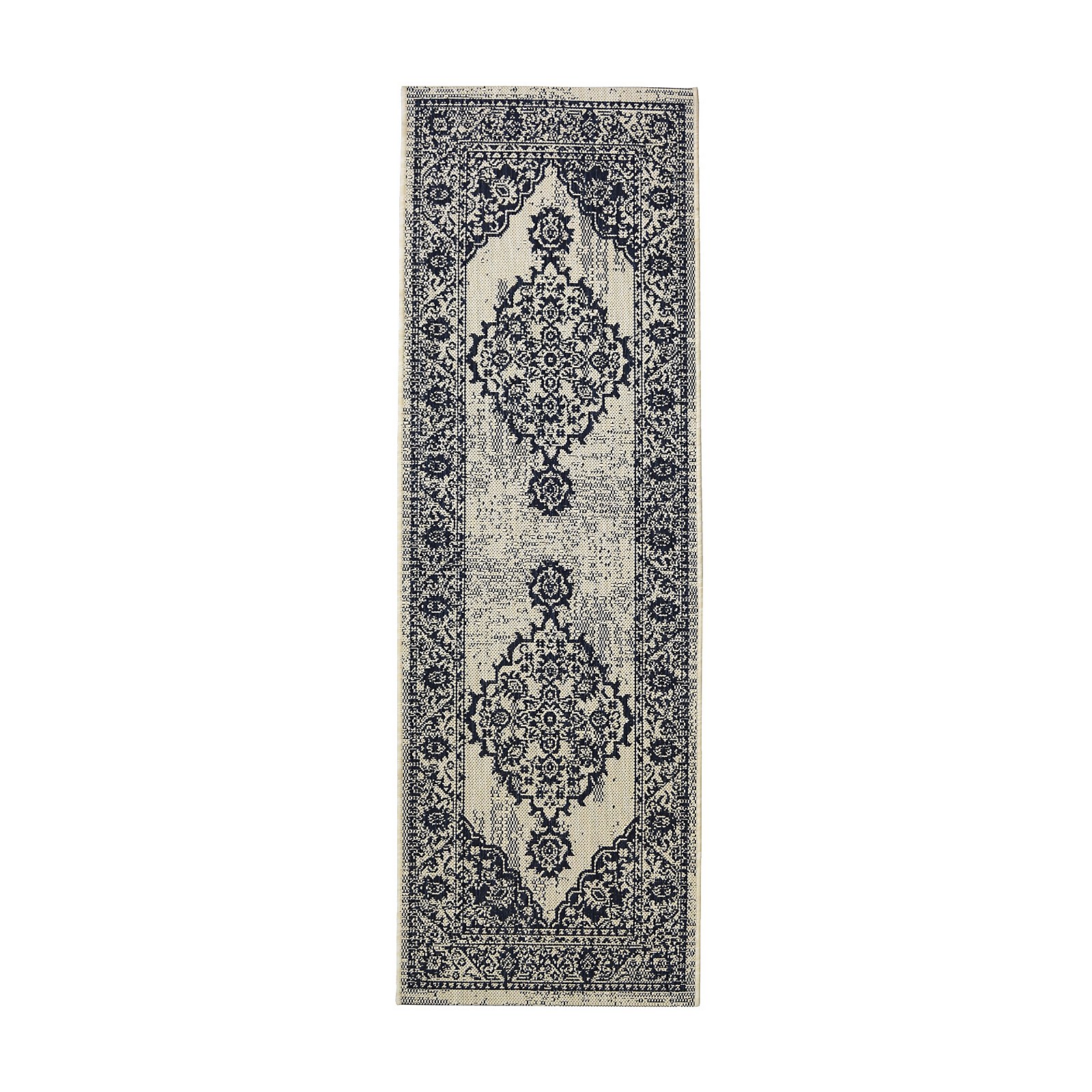 Indoor Outdoor Medallion Runner - Navy - 67x200cm Price Comparisons | Compare The Build