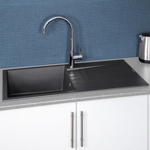 Reginox Harlem 10 Silver Black Granite Inset Kitchen Sink With Waste | Compare The Build