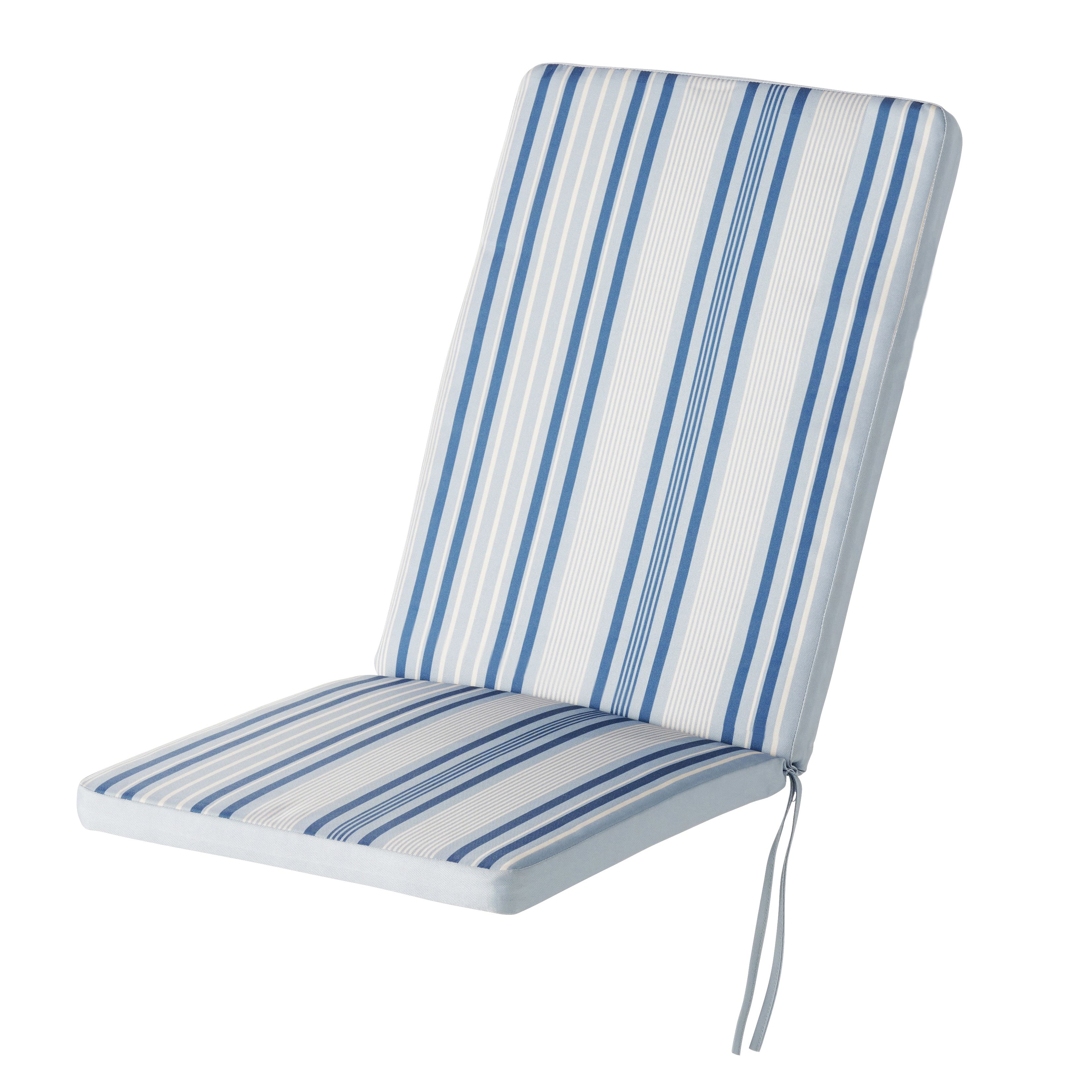 GoodHome Isla Blue Striped High Back Seat Cushion (L)94Cm X (W)40Cm | Compare The Build