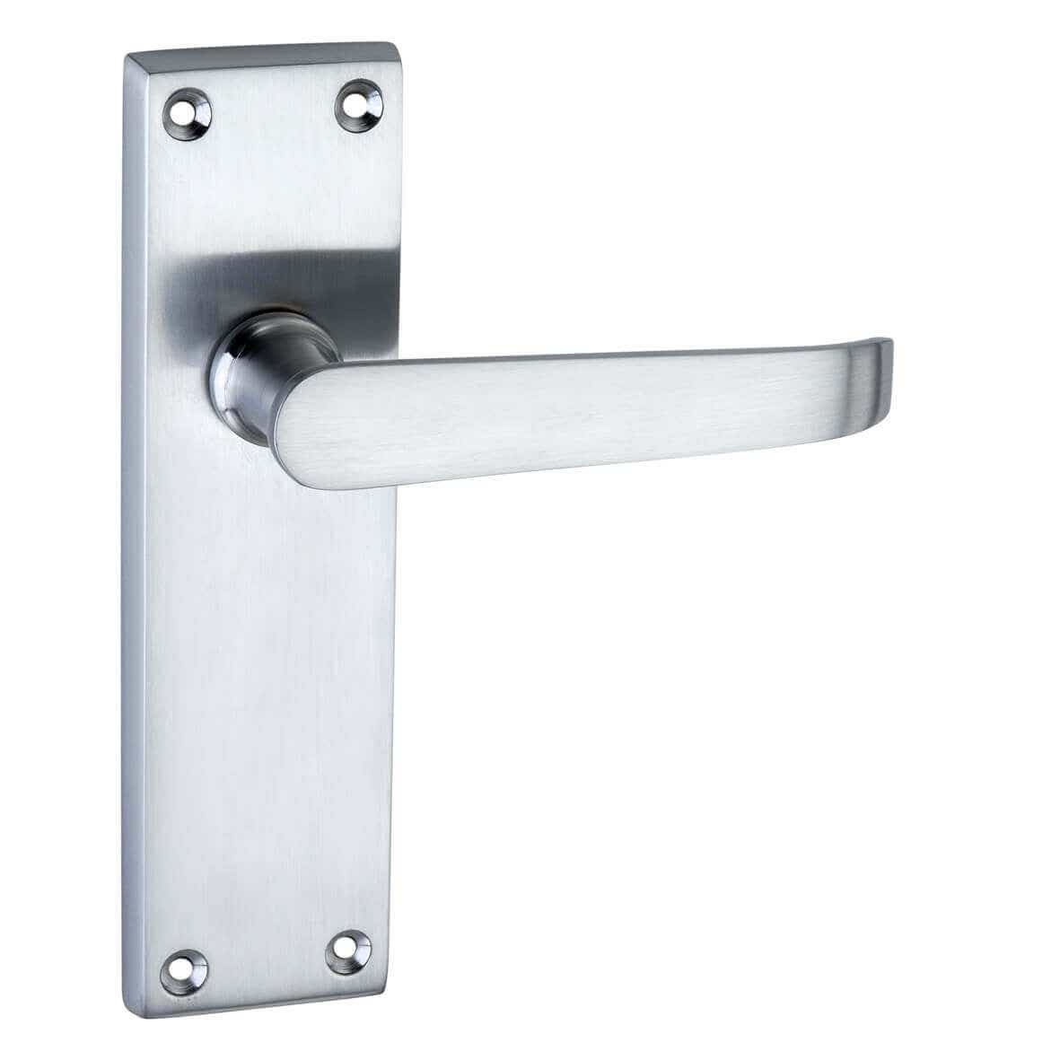 Satin Chrome Victorian Long Backplate Straight Lever Latch Door Handle - Pair - Designer Levers Price Comparisons | Compare The Build