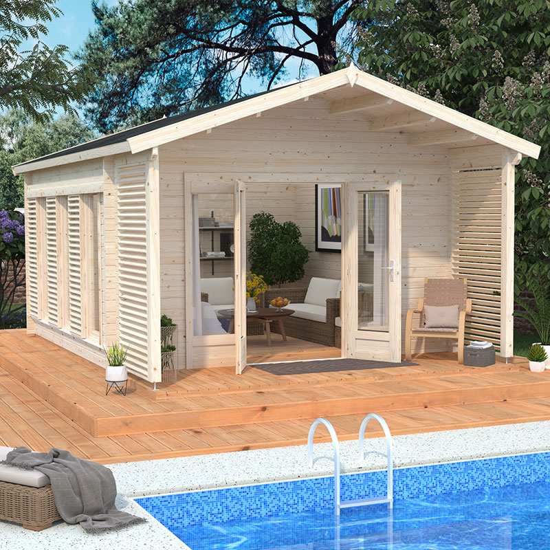 Palmako Catherine 4.5m x 5.3m Log Cabin Garden Room (44mm) | Compare The Build