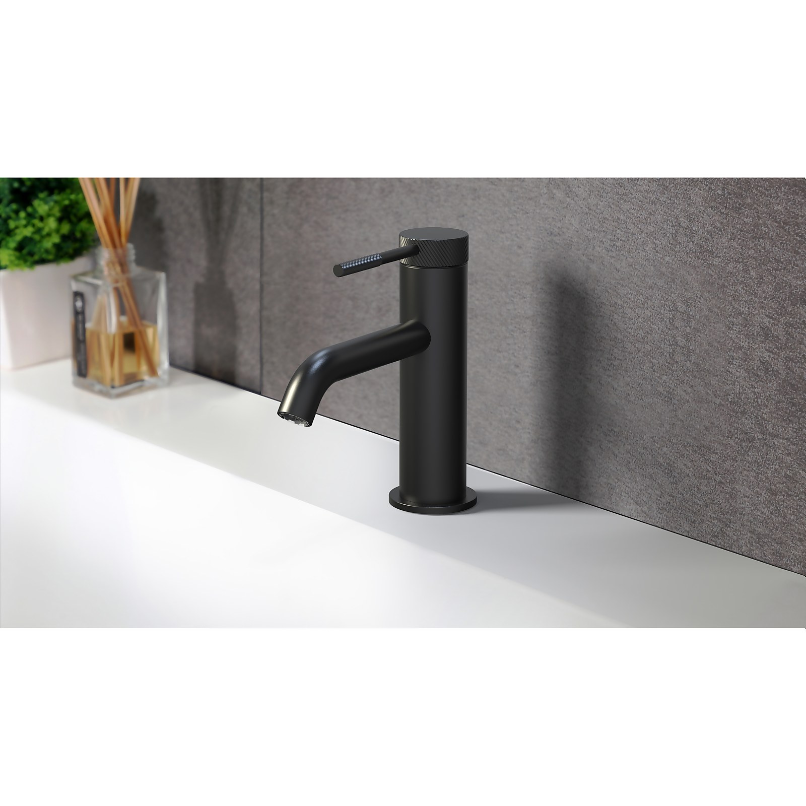 Knurled Basin MonoBloc Basin Mixer - Matt Black Price Comparisons | Compare The Build